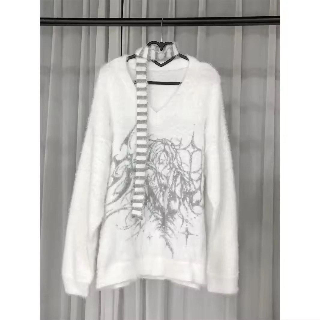 Japanese Brand Korean V-neck Loose Harajuku Knitted Pullovers Sweaters Size M / US 6-8 / IT 42-44 - 4 Thumbnail