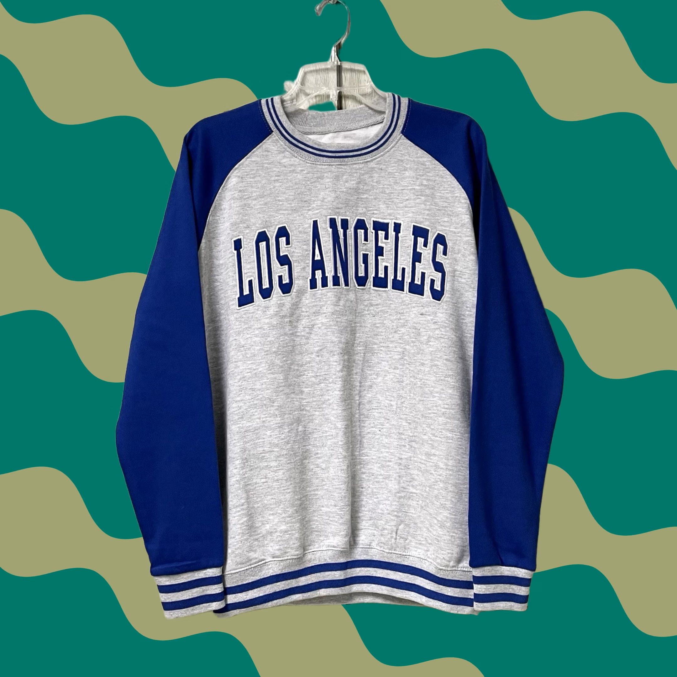 Vintage New York Popular Mens/Womens Gray/Royal Los Angeles Crewneck Varsity Sweatshirt M Size M / US 6-8 / IT 42-44 - 1 Thumbnail