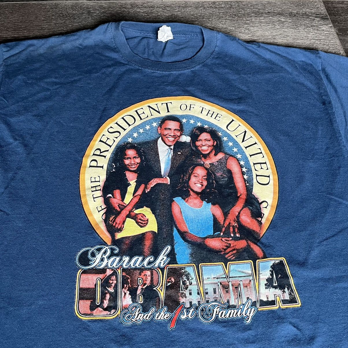 Vintage Vintage President Barack Obama And The Family Graphic Tee Size US XL / EU 56 / 4 - 1 Thumbnail