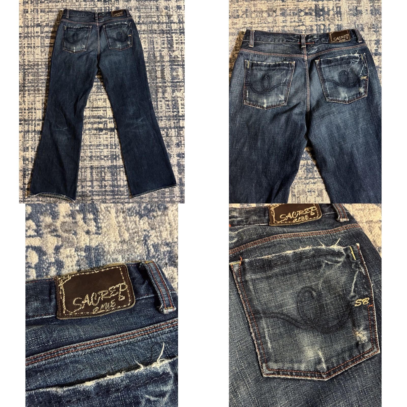 Denime Sacred Blue Jeans Bootcut Distressed Dark Wash Denim USA Regular Women 32 Inseam 33 Size 24" / US 00 / IT 34 - 8 Thumbnail