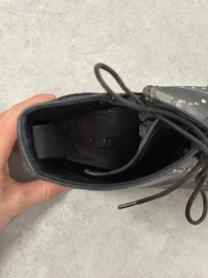 Emporio Armani 2000s Emporio Armani Studded Black Leather Boots Size US 12 / EU 45 - 10 Thumbnail