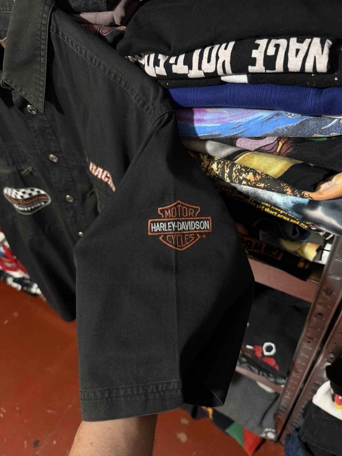 Harley Davidson Vintage 00s Harley Davidson Racing Button Short Sleeve Shirt Size US XL / EU 56 / 4 - 6 Thumbnail