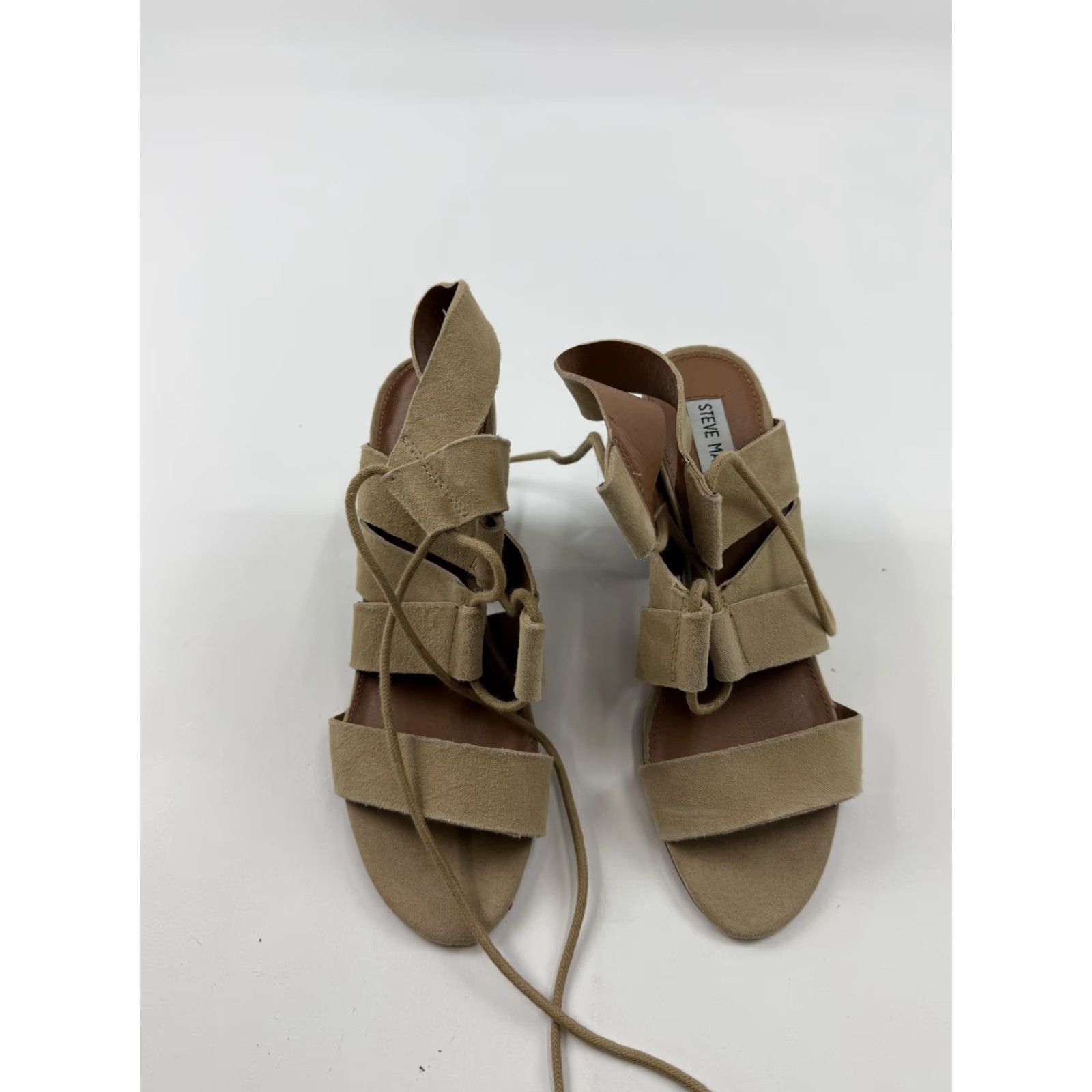 Steve Madden Steve Madden EMALENA Sandals Womens Size 9 Beige Strappy Lace Up Block Heel Leather Upper MultI Strap Open Toe Casual Dressy Summer Shoes Mens? Size US 9 / IT 39 - 3 Thumbnail