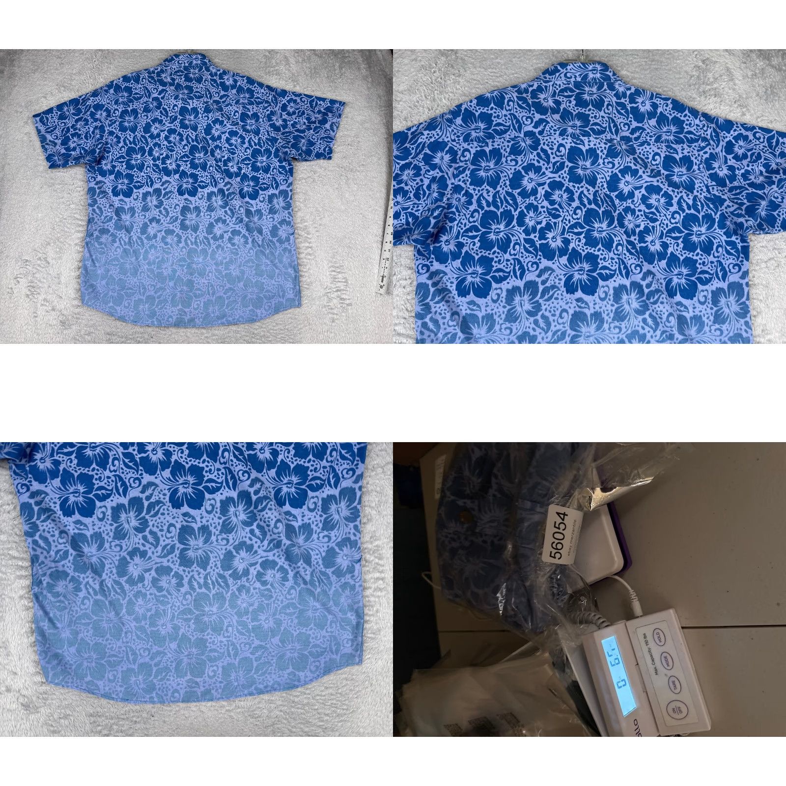 Vintage N.E. Limited Shirt Adult 2XL Blue Ombré Floral Leaf Button Cotton Hawaiian Shirt (N.E. Limited) Size US XXL / EU 58 / 5 - 9 Thumbnail