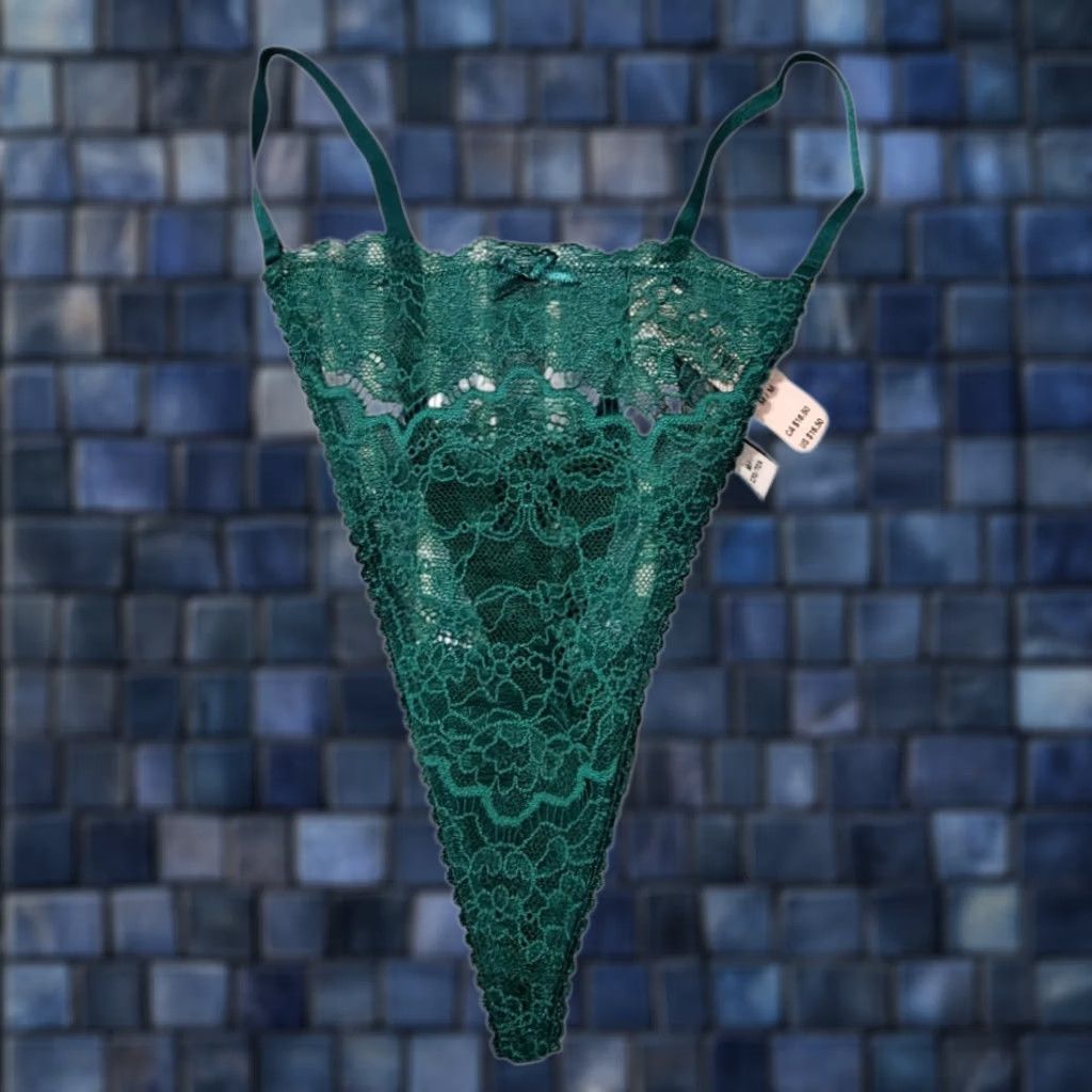 Victoria's Secret Victoria's Secret Womens Panties M Thong Lace Floral Green Purple Size 32" / US 10 / IT 46 - 1 Thumbnail