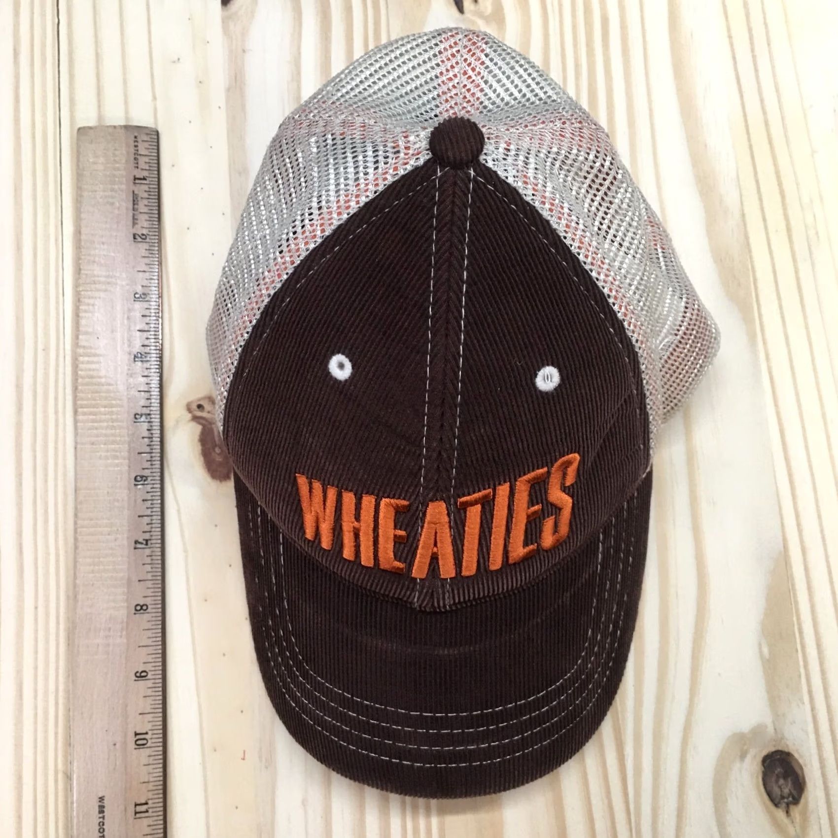 Logo 7 Wheaties Trucker Hat Mens Brown One Size Embroidered Logo Corduroy Curved Brim Size ONE SIZE - 3 Thumbnail