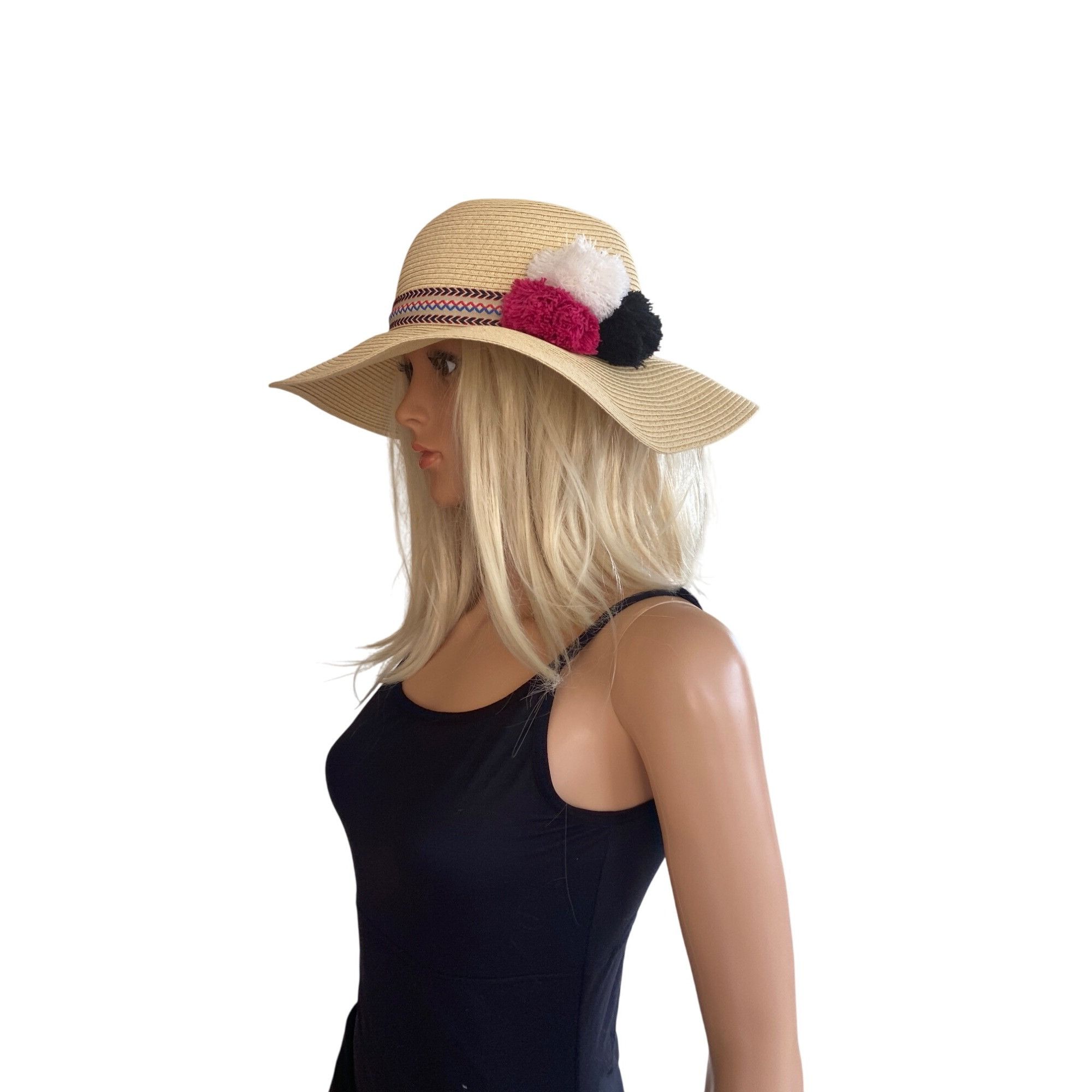 Other NWOT INC International Concepts Pom-Pom Floppy Hat Natural O Size ONE SIZE - 2 Thumbnail