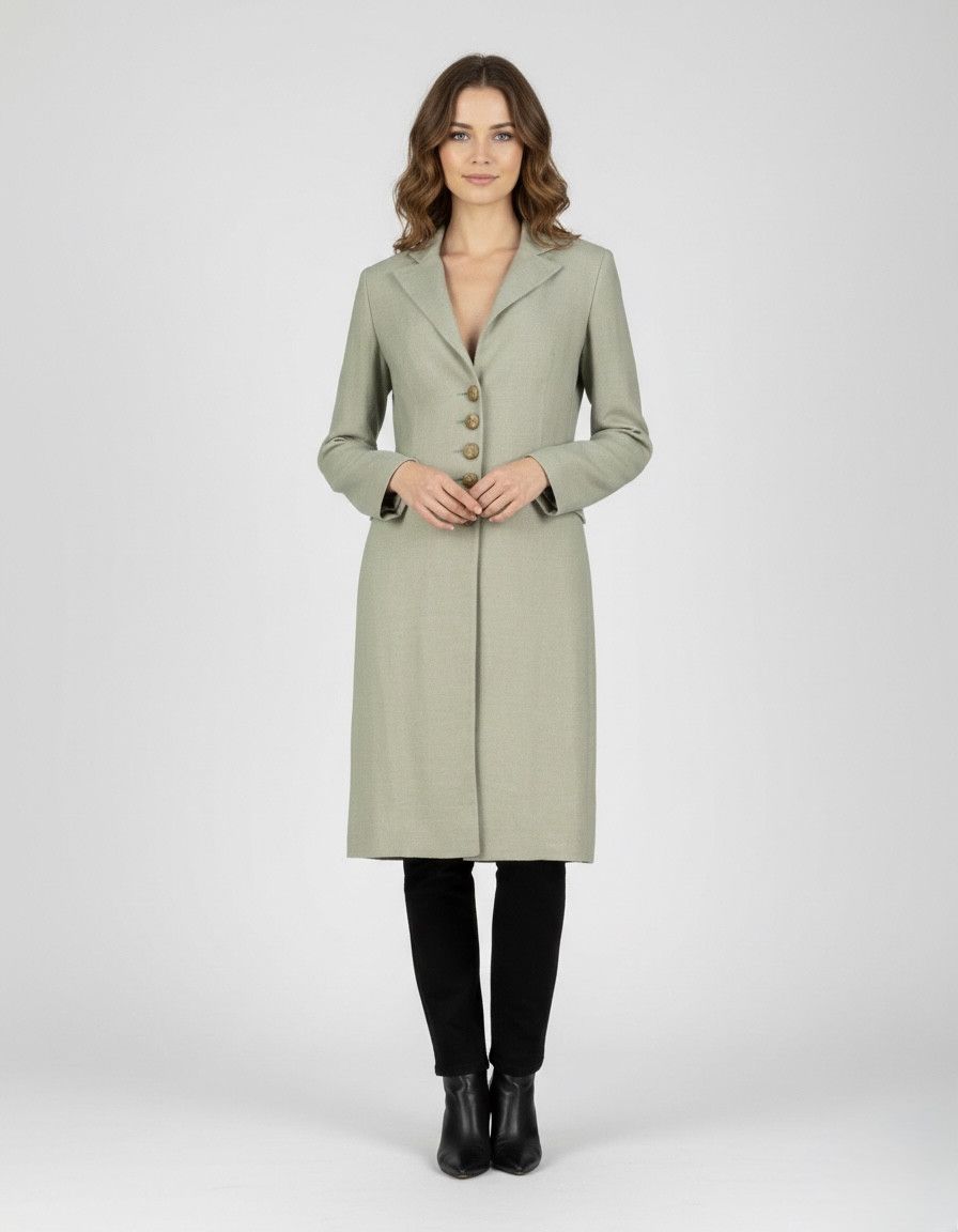 Etro Women's Pale Green Linen Dress Coat Size M
