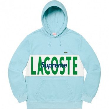 Supreme Supreme LACOSTE Logo Panel Hooded Sweatshirt Light Blue