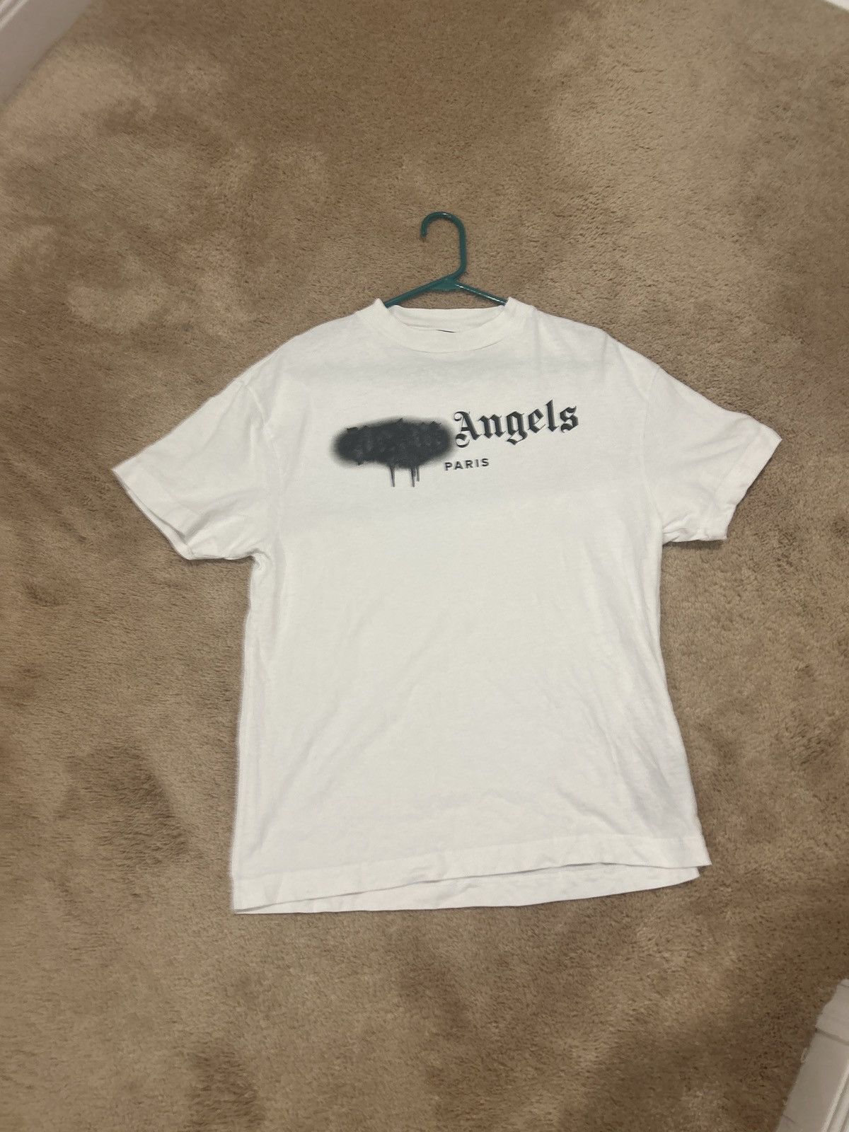 image of Palm Angels Spray Paint T-Shirt in White, Men's (Size Small)