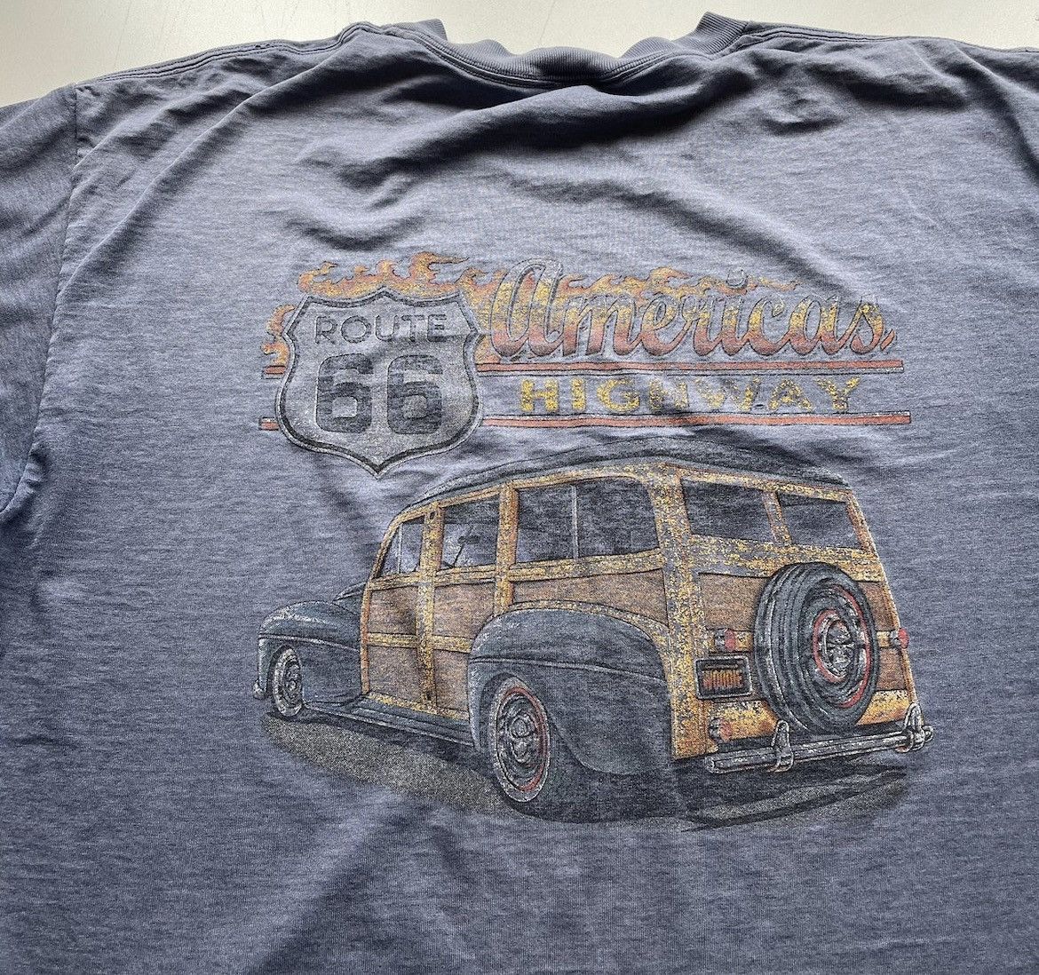 Vintage Vintage 90s Route 66 American art Graphic Faded T shirt Rare Size US XL / EU 56 / 4 - 2 Thumbnail