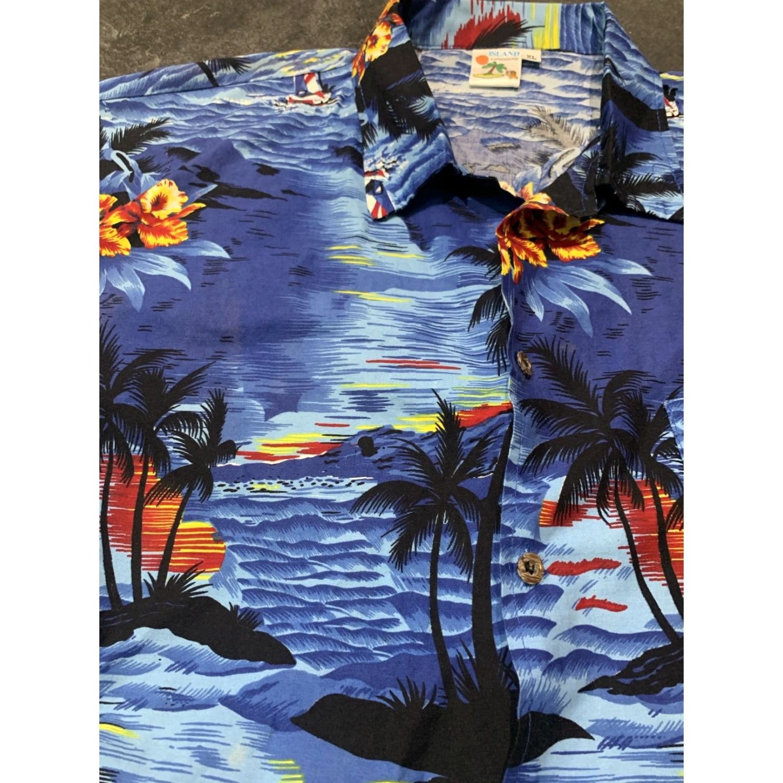 Vintage VINTAGE Island Expressions XL palms water Hawaiian button mens shirt Cotton Size US XL / EU 56 / 4 - 5 Thumbnail