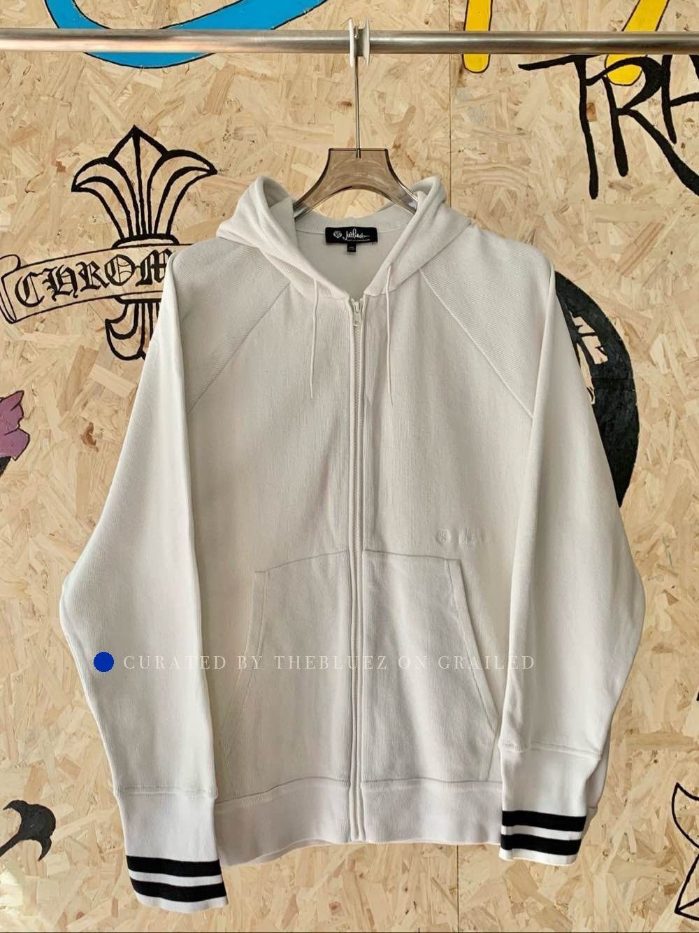 Loro Piana White Zip-Up Hoodie with Striped Cuffs Size US XL / EU 56 / 4 - 1 Thumbnail