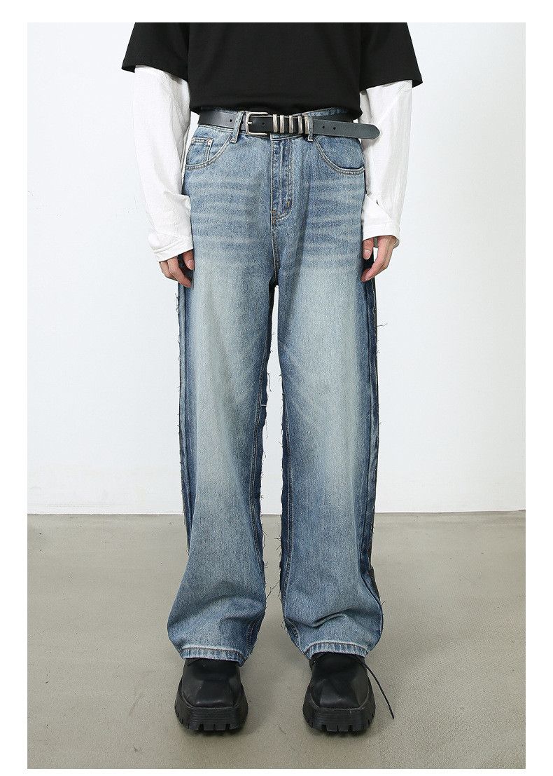 Japanese Brand × Jean American street blue-gray patchwork loose straight jeans Size US 32 / EU 48 - 1 Thumbnail