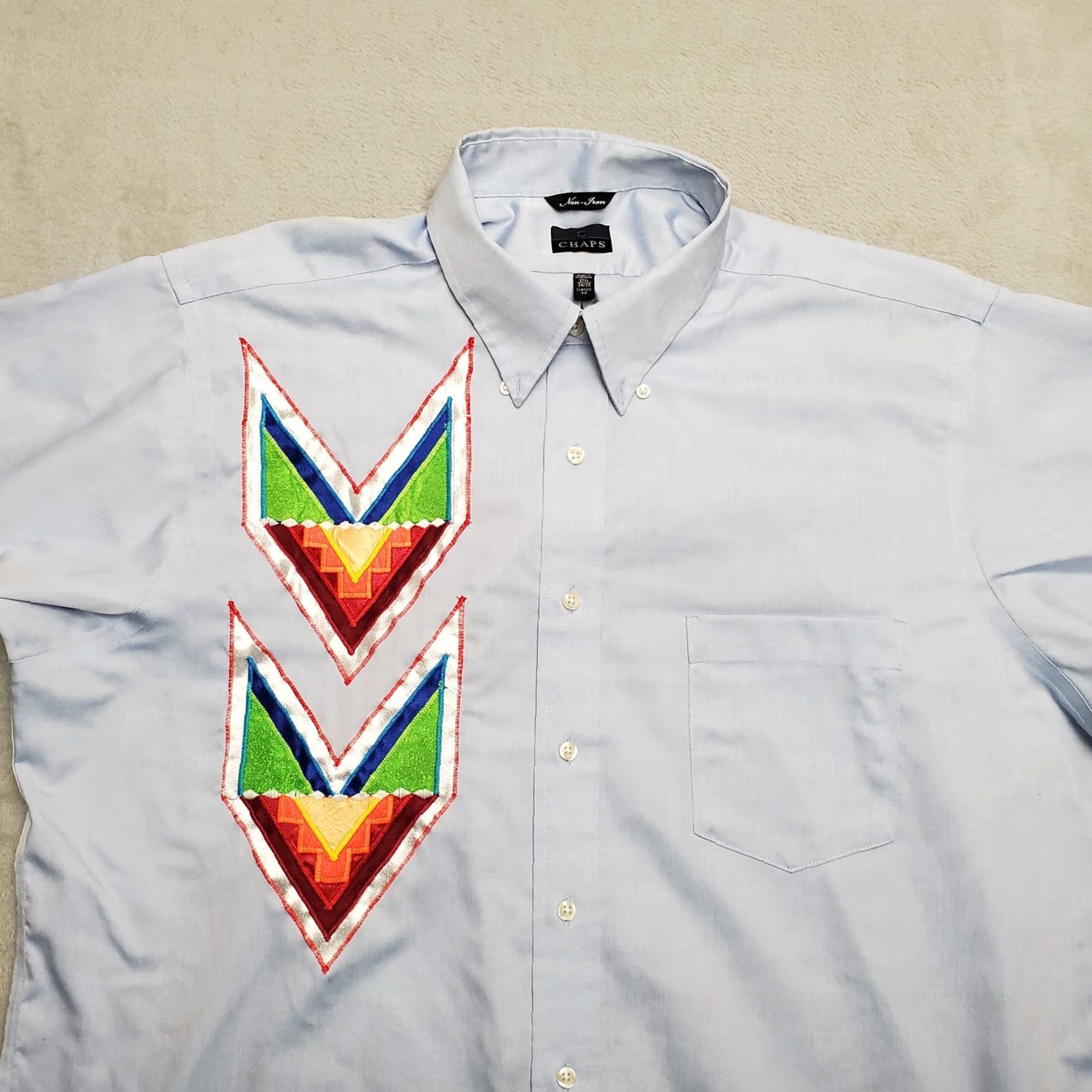 Chaps VTG Chaps Shirt Men 17.5 Blue Aztec Southwestern Geometric Embroidered Casual Shirt Size US XXL / EU 58 / 5 - 3 Thumbnail