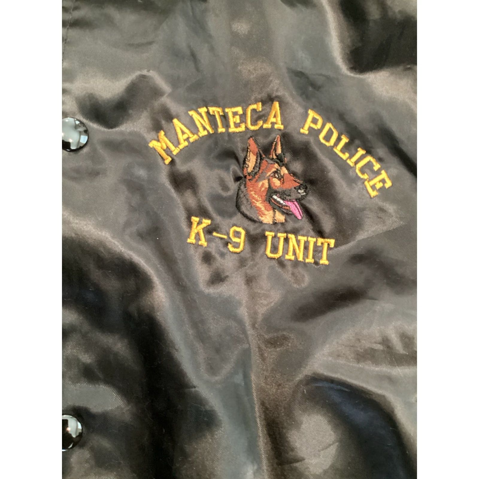 Vintage VINTAGE Auburn Jacket Manteca Police K-9 Unit Lined Bomber Black L Mens 90s Logo Unique Size US L / EU 52-54 / 3 - 3 Thumbnail