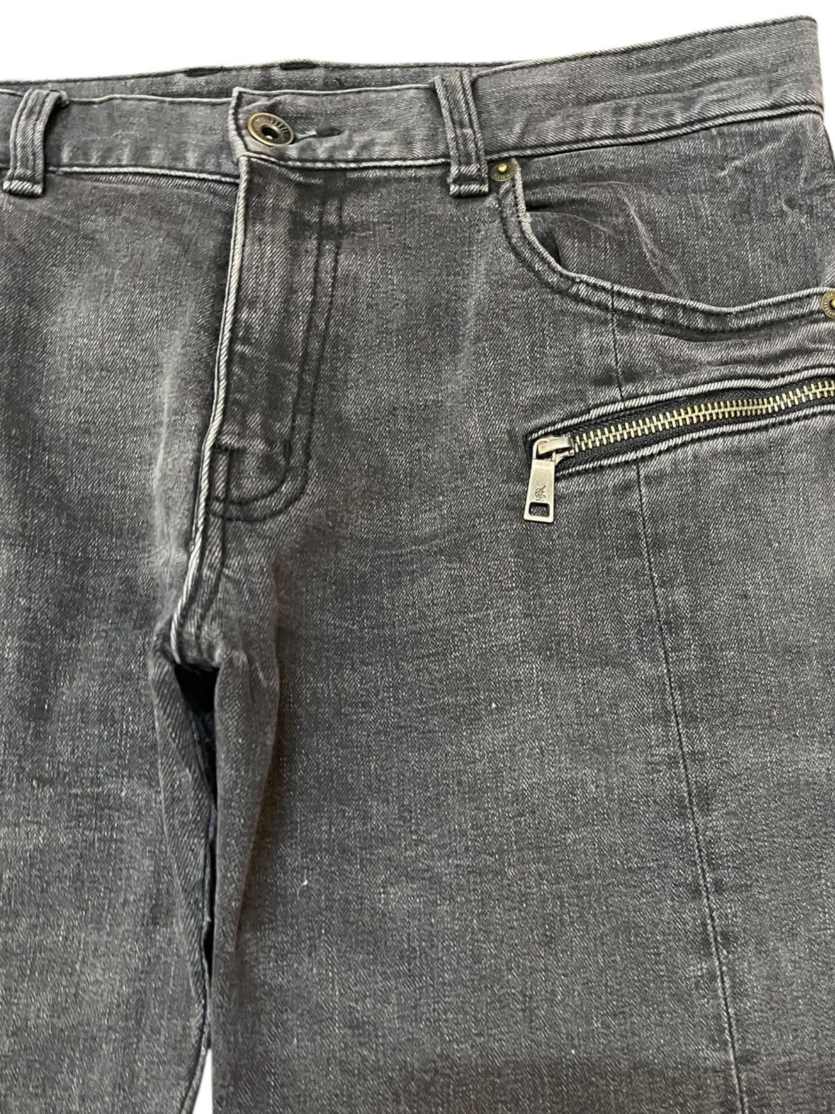 Schlussel Vintage Schlussel Multi Zipper Pocket Biker Denim Size US 33 - 4 Thumbnail