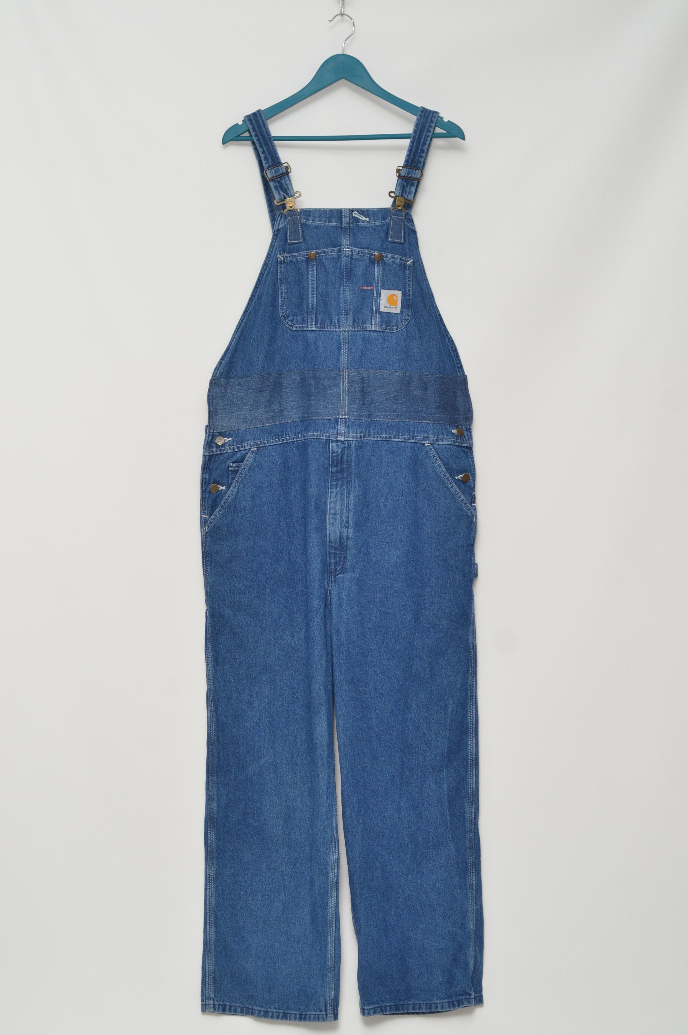 image of Carhartt Wip Vintage Cotton Denim Overalls Made In Mexico in Blue, Men's (Size 42)