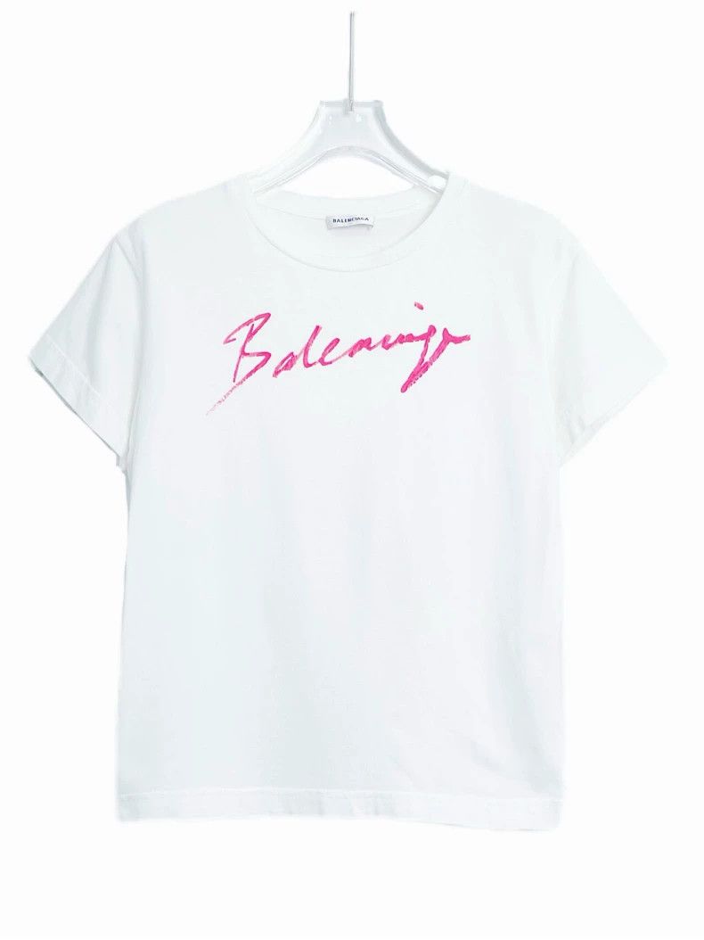 Balenciaga Balenciaga White Cursive Letter Printed Crewneck Short Sle Size US XS / EU 42 / 0 - 1 Thumbnail