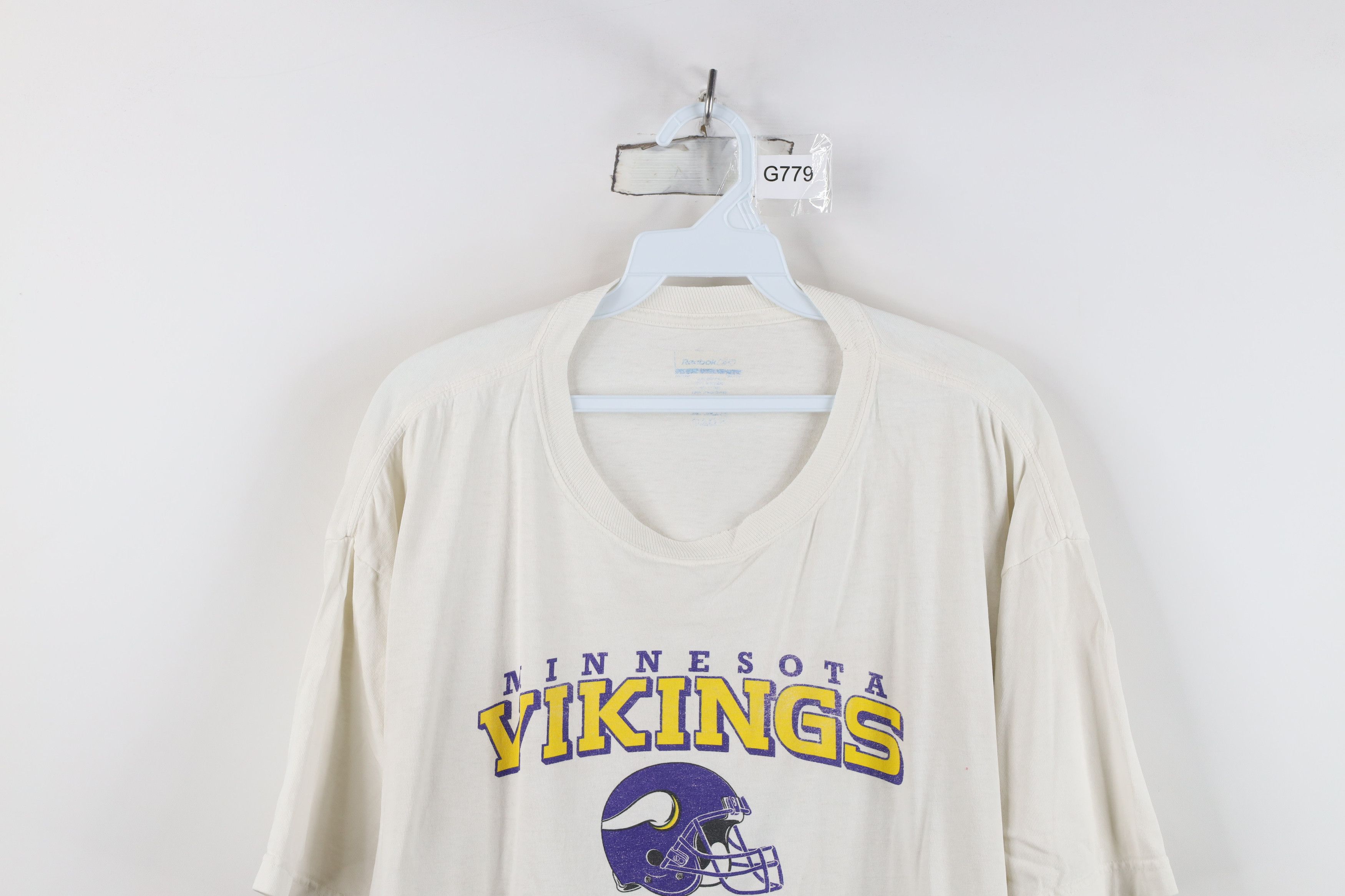 Reebok Vintage Reebok Minnesota Vikings Football T-Shirt White Size US XL / EU 56 / 4 - 2 Thumbnail