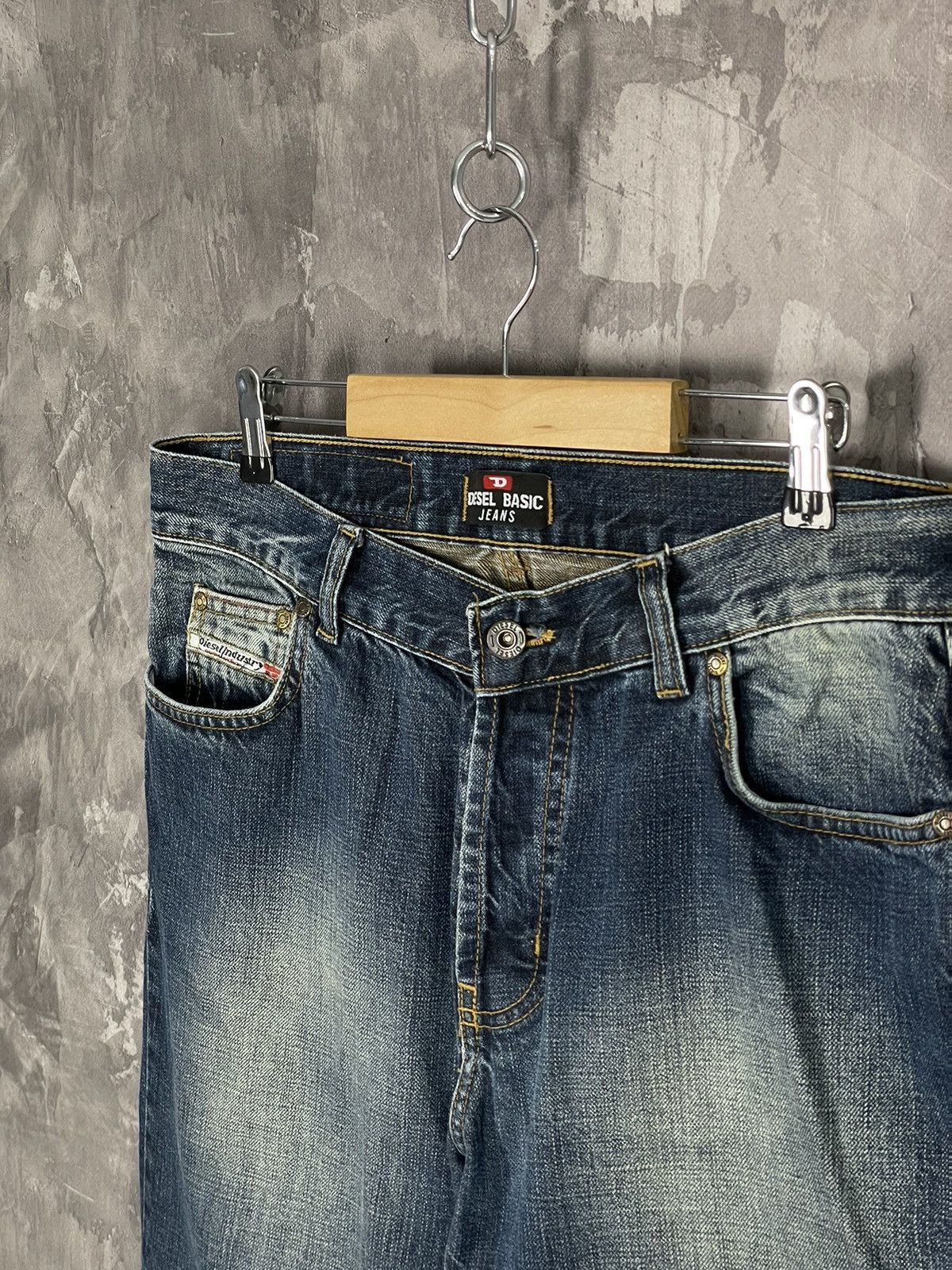 Diesel × Vintage Y2K Vintage Diesel Embroidered Logo Distressed Denim Jeans Size US 34 / EU 50 - 6 Thumbnail