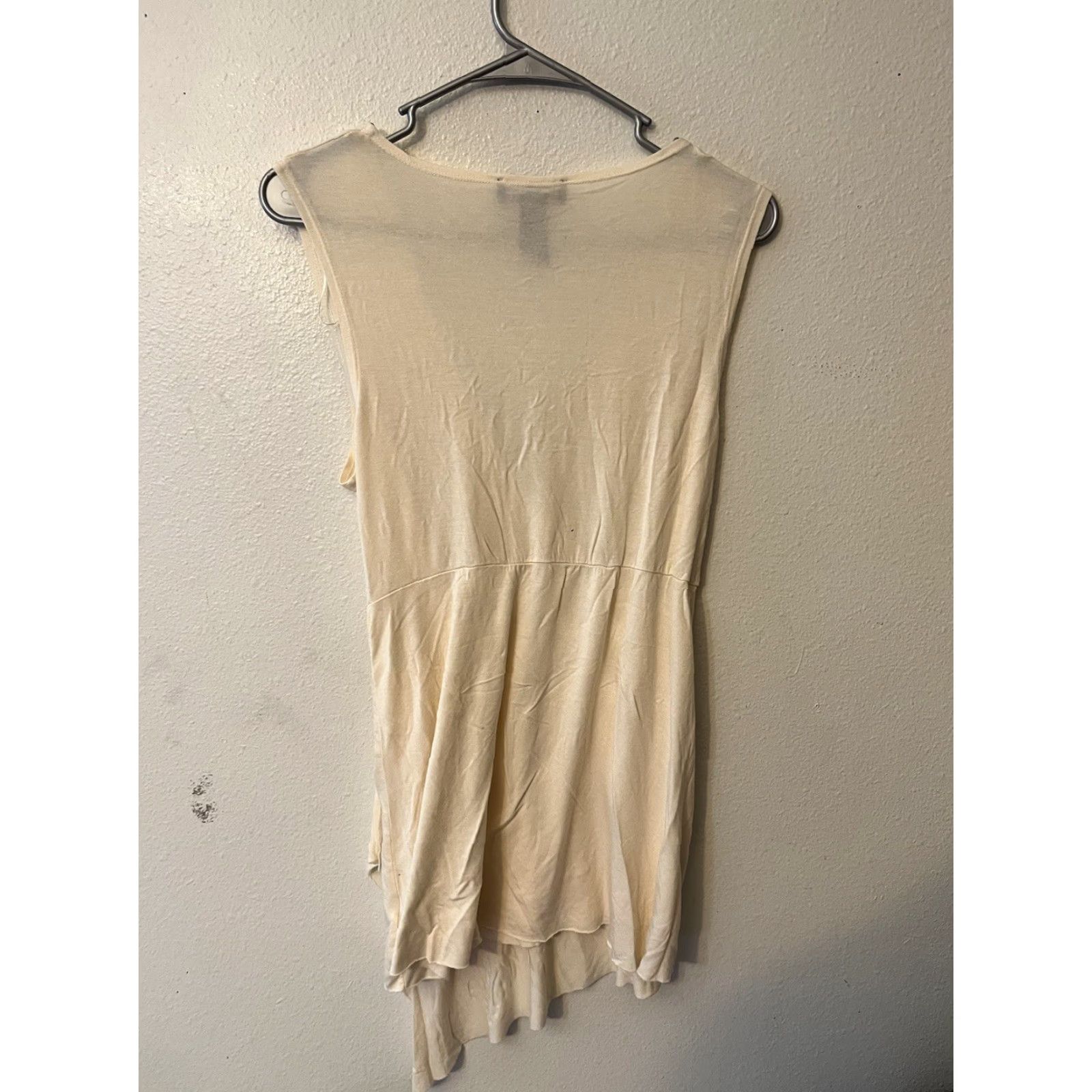 Jones New York Womens Top-JONES NEW YORK-cream stretch knit v-neck gathered faux wrap slvlss L Size L / US 10 / IT 46 - 2 Thumbnail