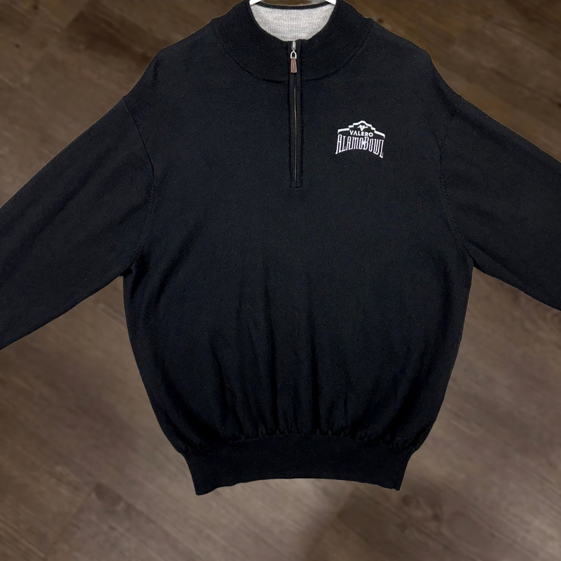 Peter Millar Peter Millar Mens Pullover Sweater Large Black 100% Merino Wool Knit Quarter Zip Mock Neck Size US L / EU 52-54 / 3 - 1 Thumbnail