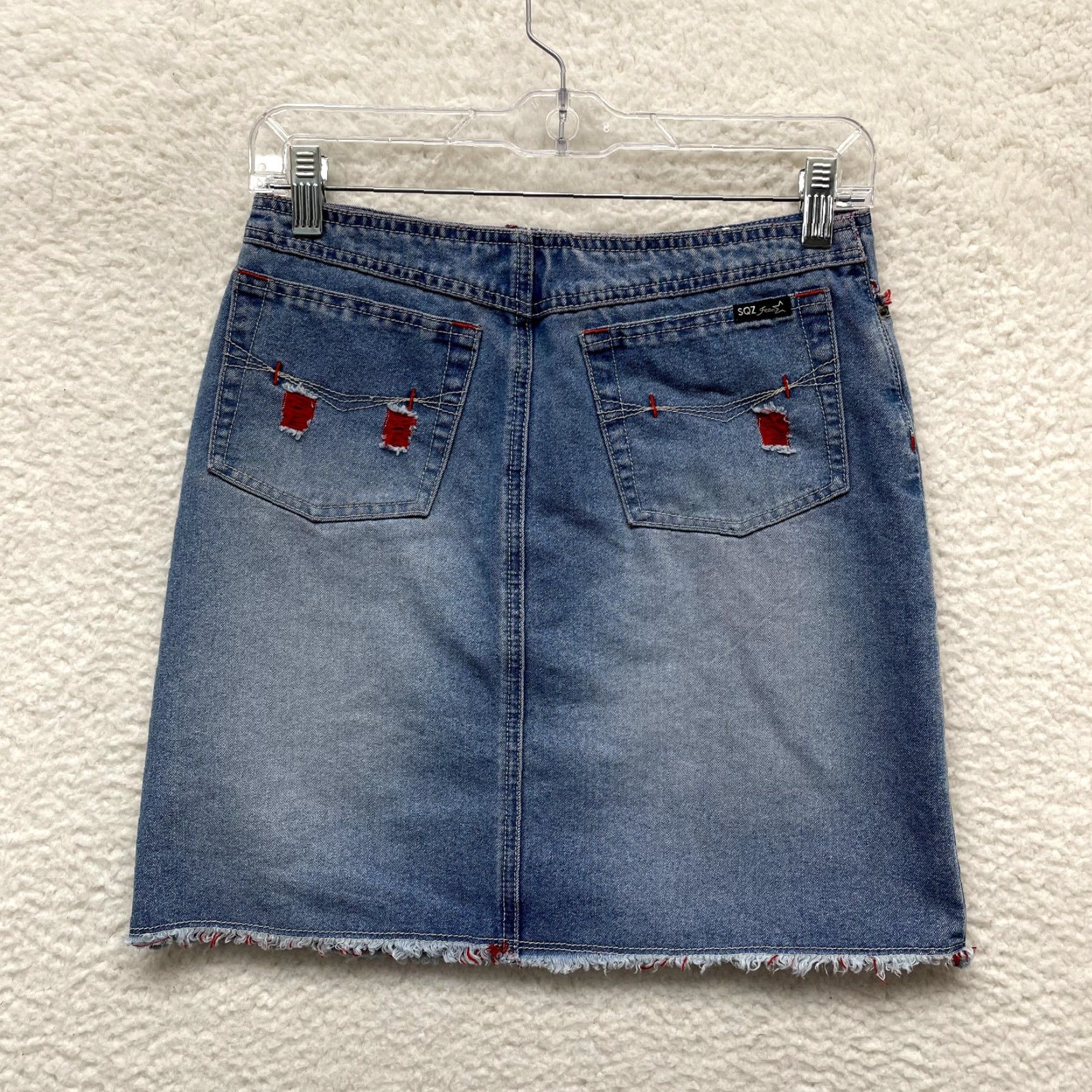 Vintage Y2K Vintage Denim Mini Skirt 4 26 Small Light Wash Distressed Frayed Western Sh... Size 27" / US 4 / IT 40 - 2 Thumbnail