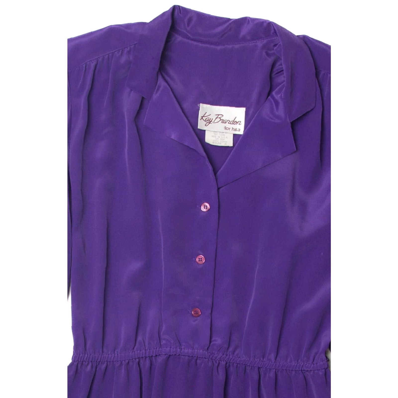 Vintage VINTAGE Kay Brandon Shirt Dress Small Purple Polyester Kay Brandon Womens Size S / US 4 / IT 40 - 2 Thumbnail