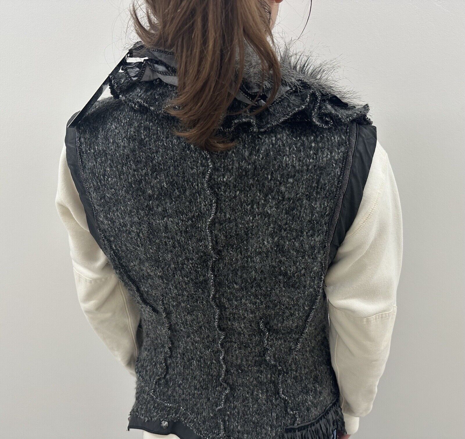 Vintage Juju Christine Knit y2k Vest Gilet Faux Fur Wool Steampunk Size L / US 10 / IT 46 - 10 Thumbnail