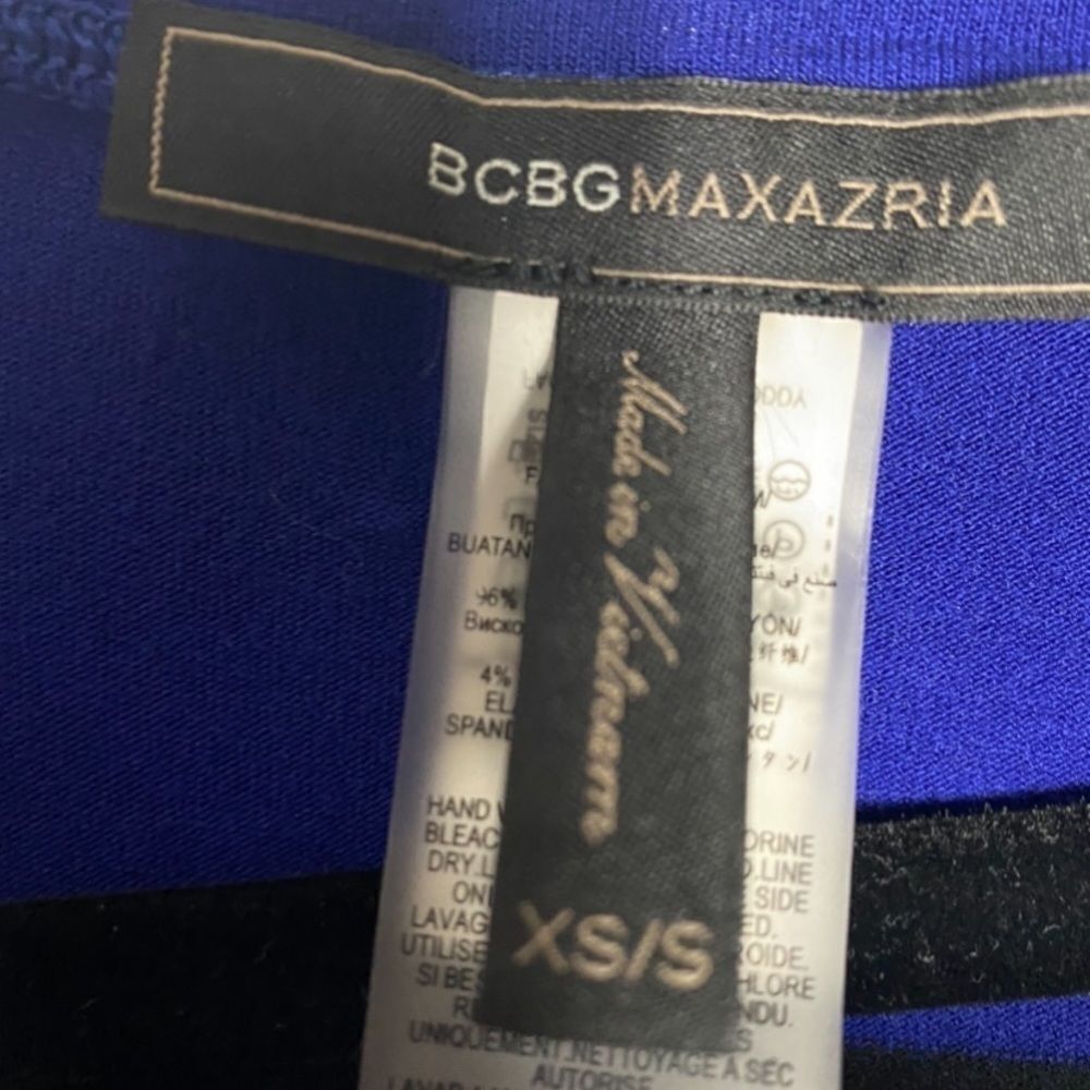 Bcbgmaxazria BCBGMaxAzria Oversized Blue Black Striped Batwing Blouse Siz Size S / US 4 / IT 40 - 4 Thumbnail