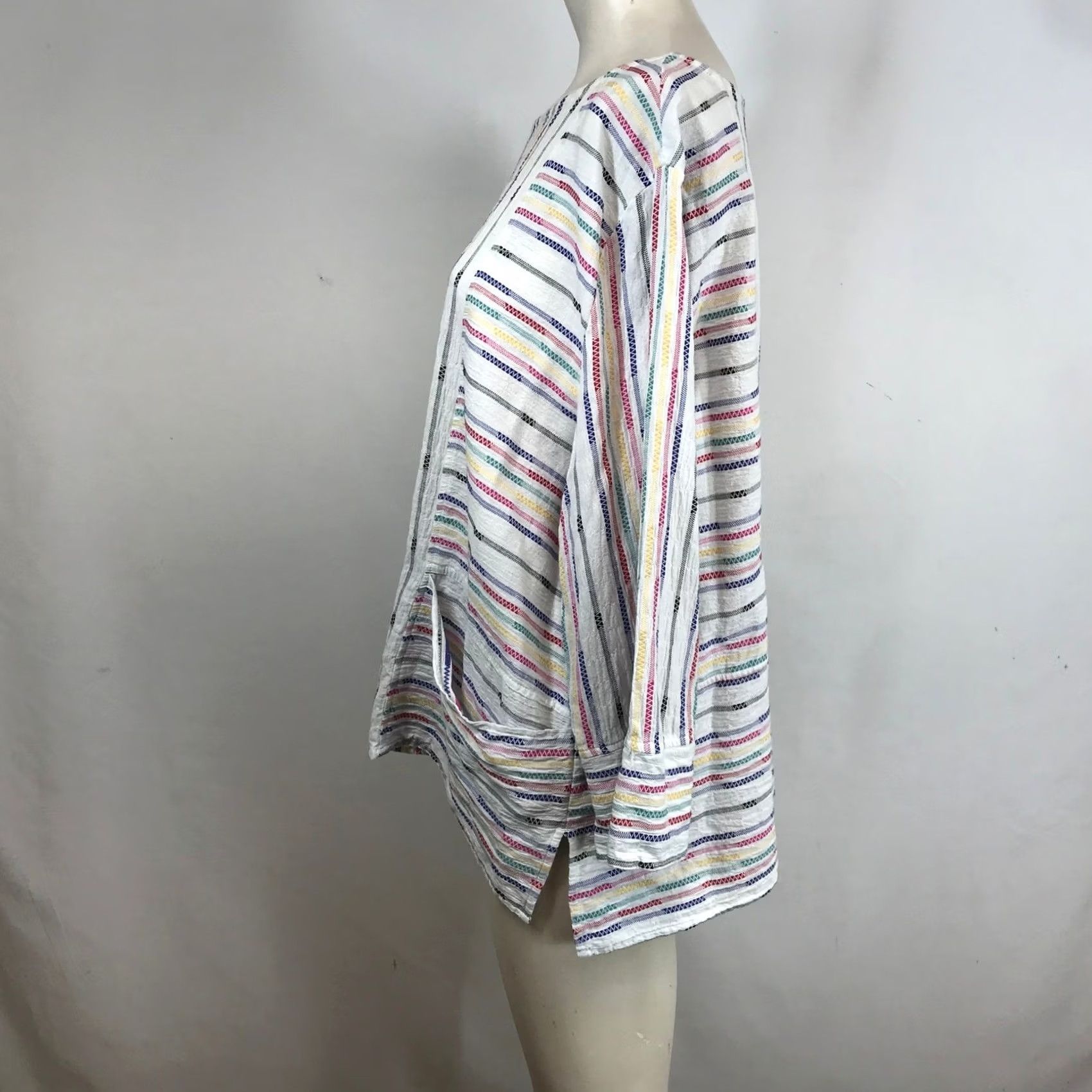 Habitat VINTAGE Habitat Clothes To Live In Womens XL Rainbow Zigzag Stripe Cotton Tunic Blouse Size XL / US 12-14 / IT 48-50 - 6 Thumbnail