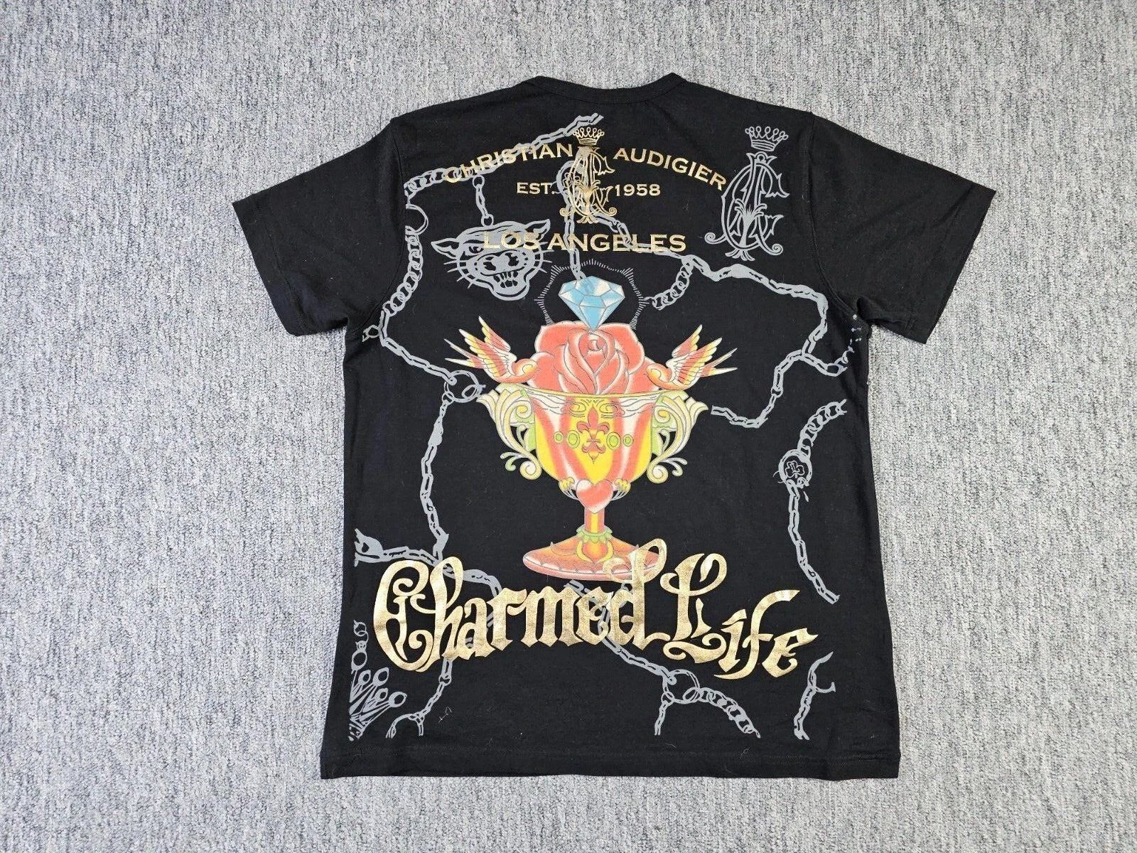 Christian Audigier Christian Audigier Y2K Skull Studded Graphic Tee Black 2XL Size US XXL / EU 58 / 5 - 2 Thumbnail