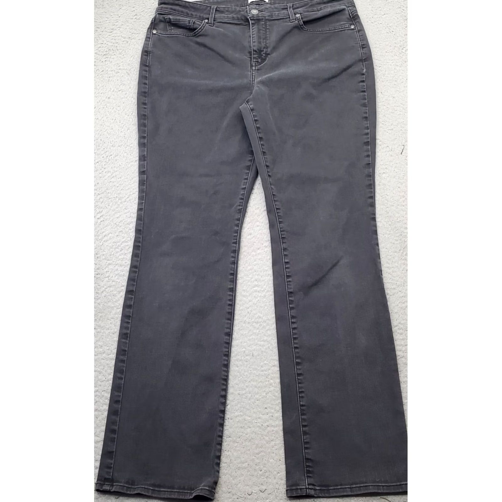 NYDJ NYDJ Womens 14 Black Denim Dark Wash 5-Pocket Straight Leg Jeans Streetwear Denim Jeans Size 36" / US 14 / IT 50 - 2 Thumbnail