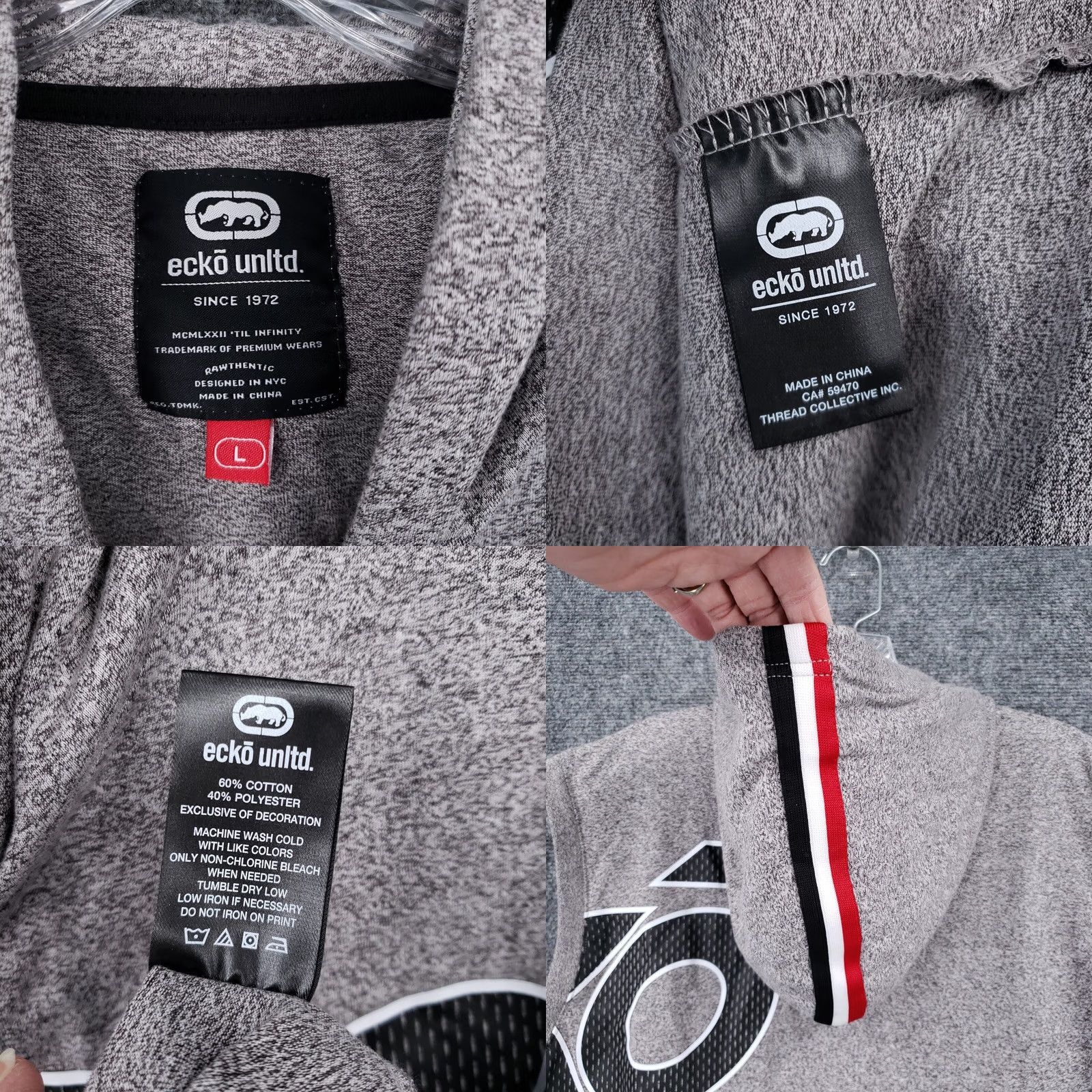Ecko Unltd. Ecko Unltd Hoodie Mens L Gray Pullover Graphic Gym Sleeveless Drawstring Size US L / EU 52-54 / 3 - 8 Thumbnail
