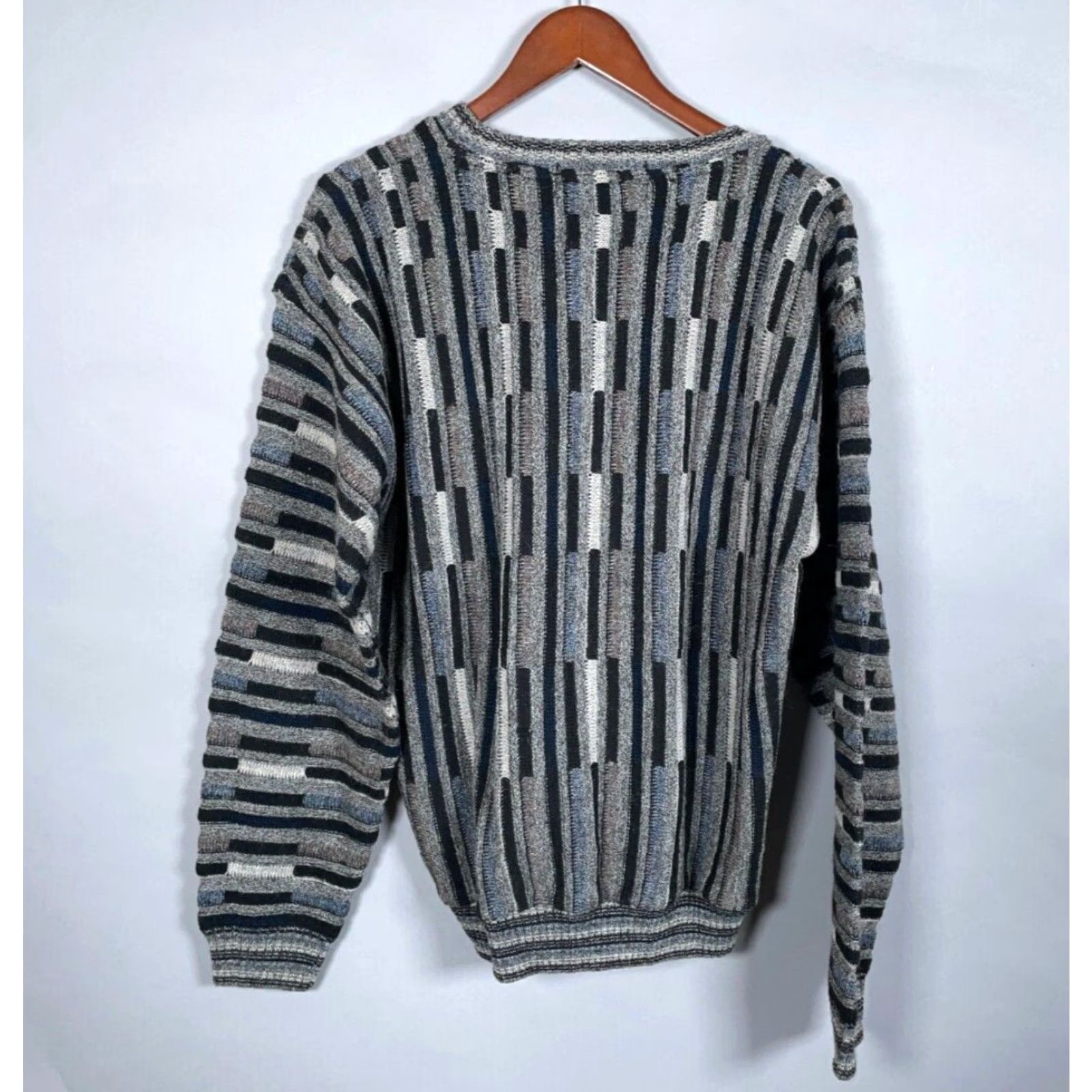 Vintage VINTAGE Protege Geometric Sweater Mens Adult Medium Gray Black Knit Wool Alpaca Crew Neck 90s Retro Vintage Size US M / EU 48-50 / 2 - 3 Thumbnail