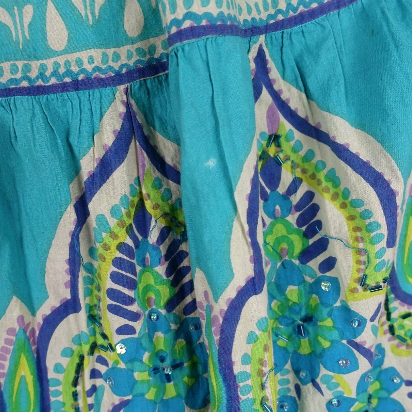 Vintage VINTAGE Phool Skirt Womens XL Turquoise Paisley Beaded Sequin Maxi Boho Summer VTG Size 36" / US 14 / IT 50 - 4 Thumbnail