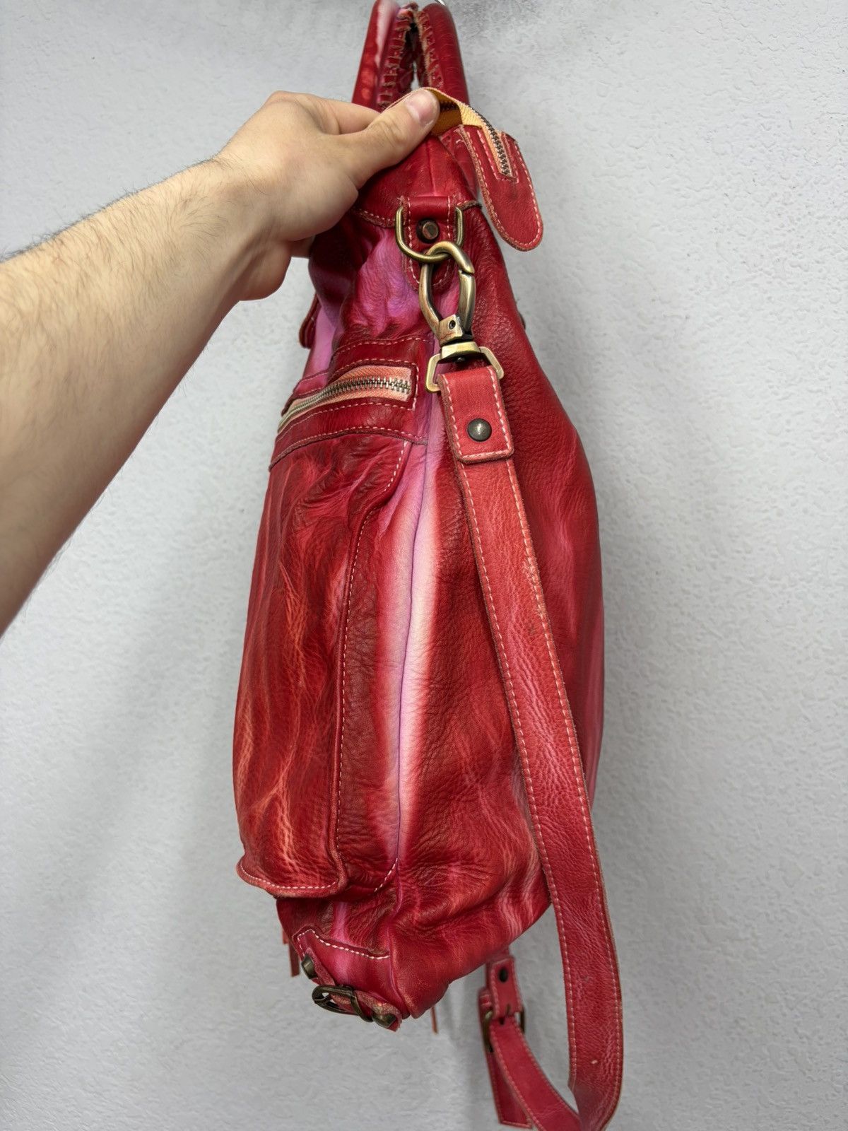KMRii Balenciaga City Style Red Distressed Leather Bag Y2K Archive Size ONE SIZE - 8 Thumbnail