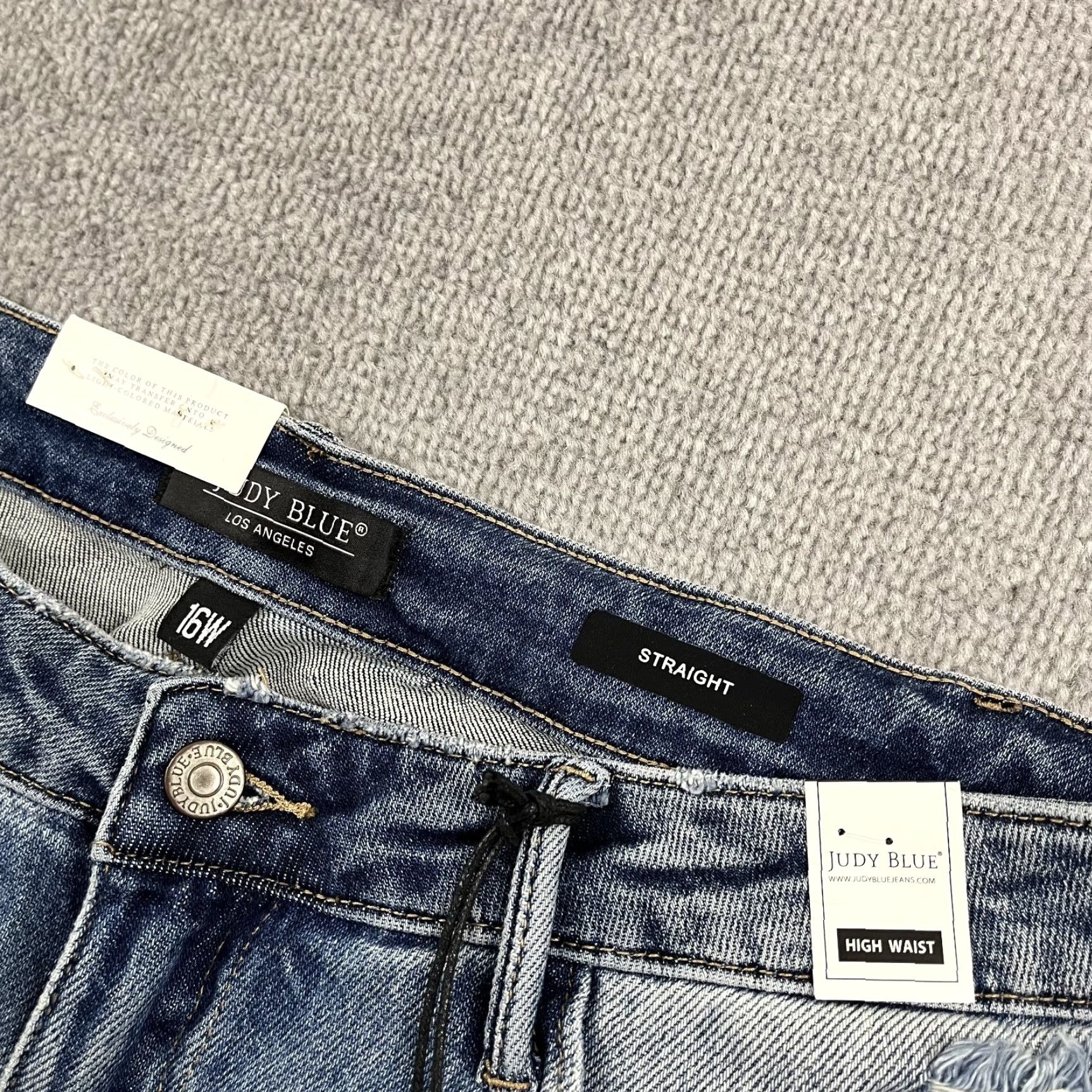 Vintage Judy Blue Jeans Women 16W / W36 L28 Straight Fit Distressed Stretch NEW Denim Jeans City College 90s Womens Size 38" / US 16 / IT 52 - 4 Thumbnail
