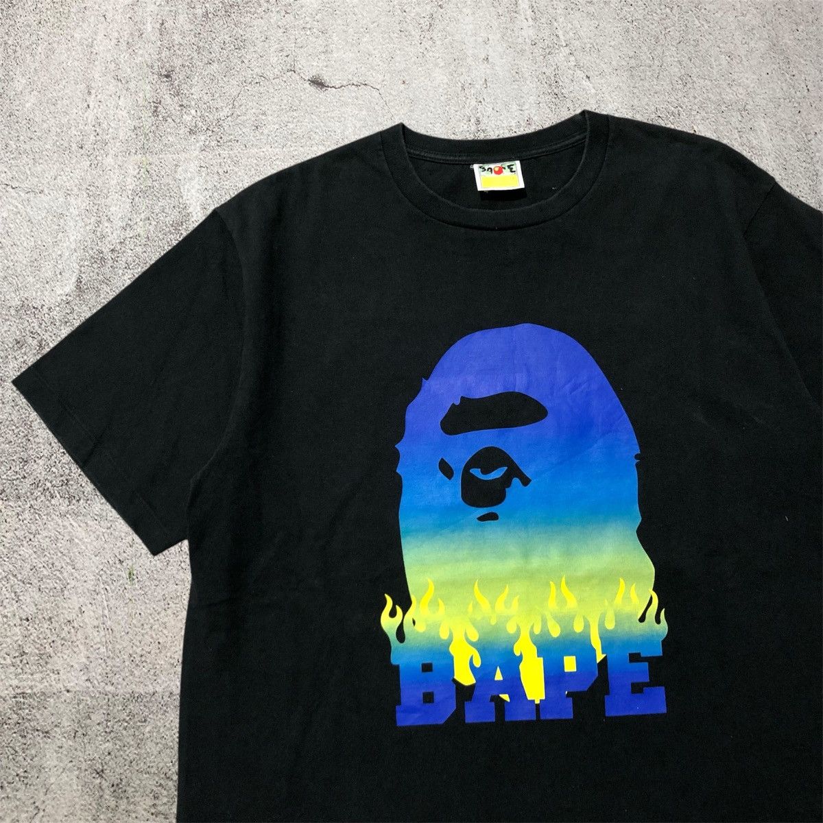Bape Vintage Bape Blue Flame Head A Bathing Ape Big Logo T-shirt Size US XL / EU 56 / 4 - 3 Thumbnail