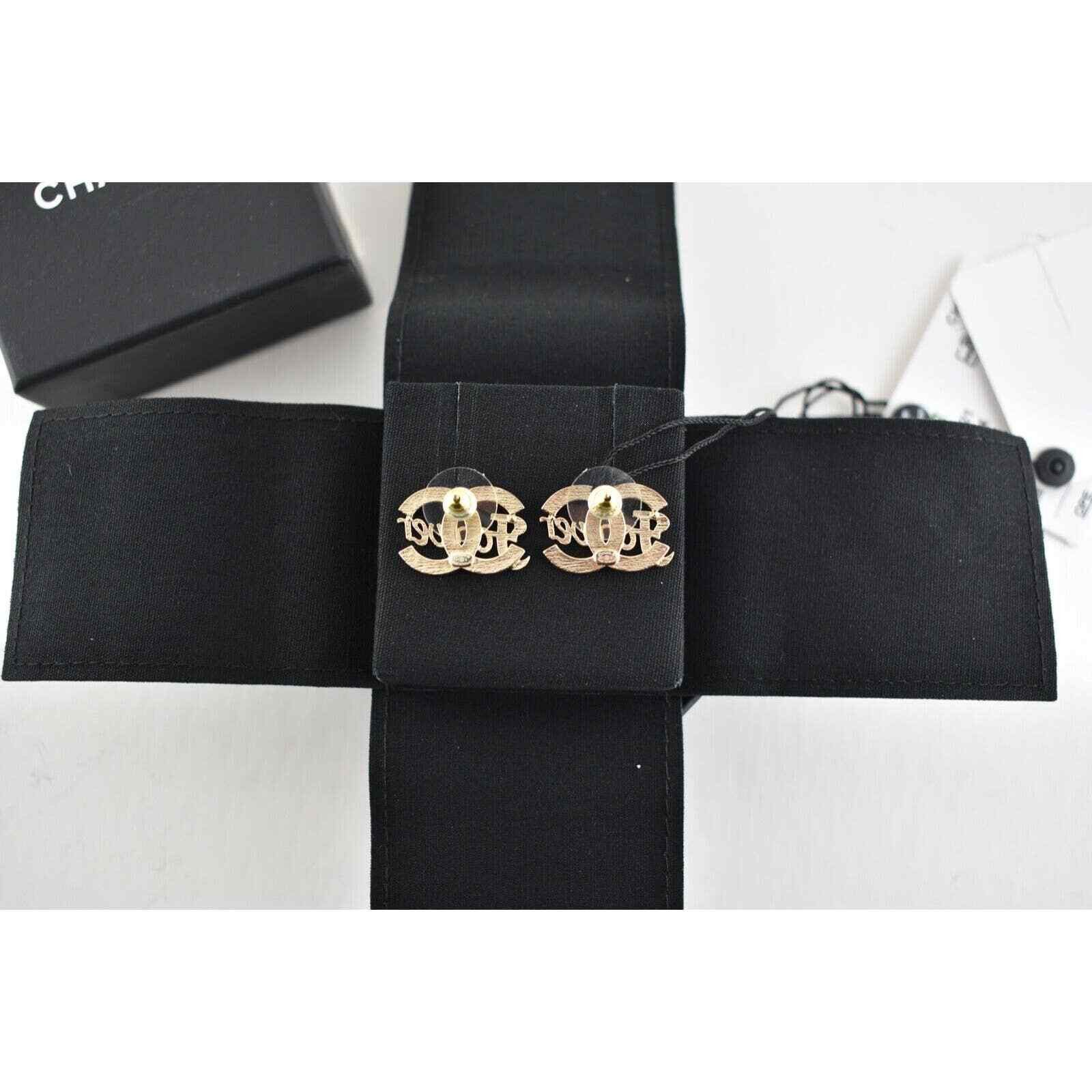 Chanel Chanel Gold Crystal Forever Dangle Statement Stud Earrings Size ONE SIZE - 10 Thumbnail