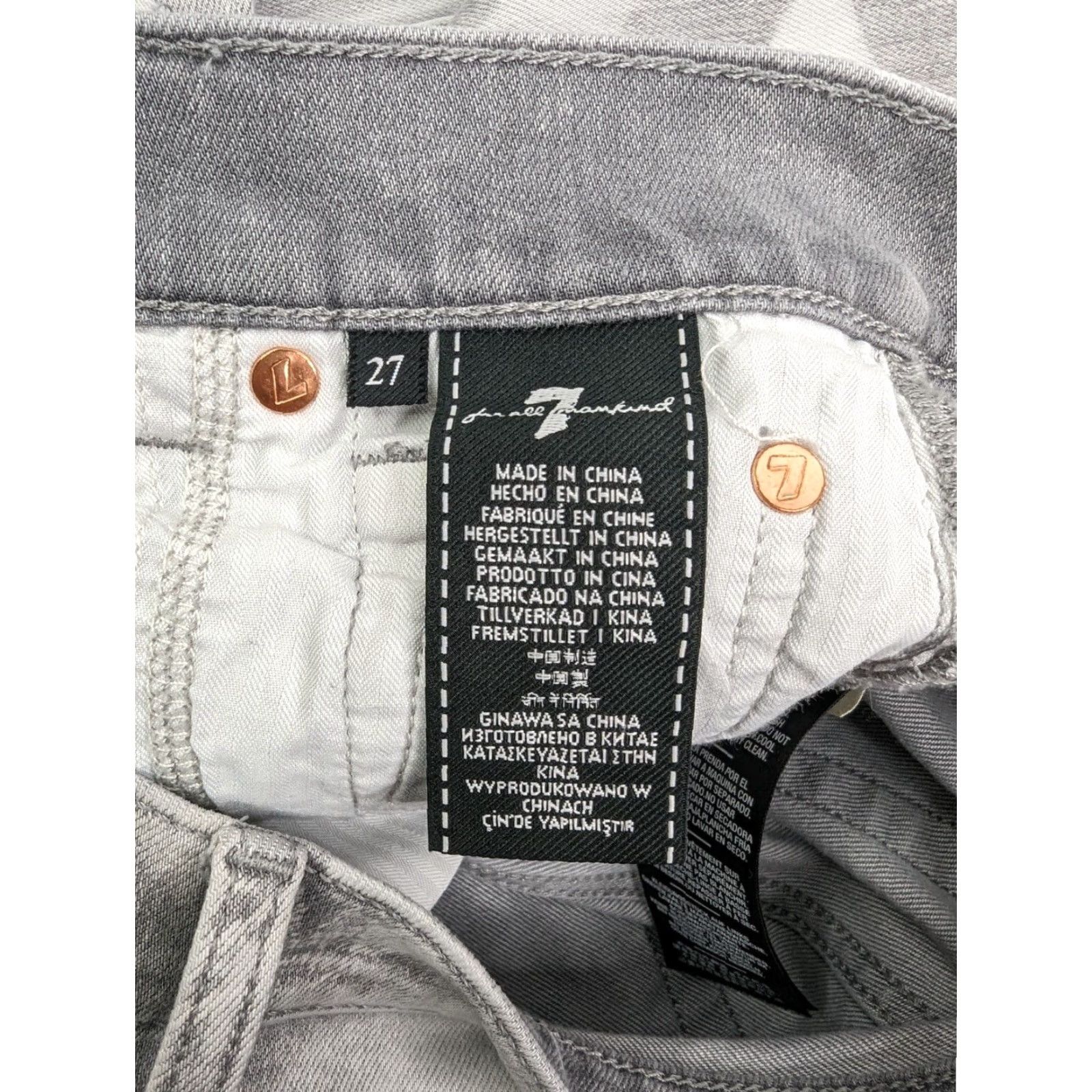 7 For All Mankind 7 For All Mankind The Ankle Skinny Super Skinny Jeans Women Army 27 Gray White Silver Cotton Blend Stretch Slim Fit Zip Made in Mexico Size 27" / US 4 / IT 40 - 6 Thumbnail