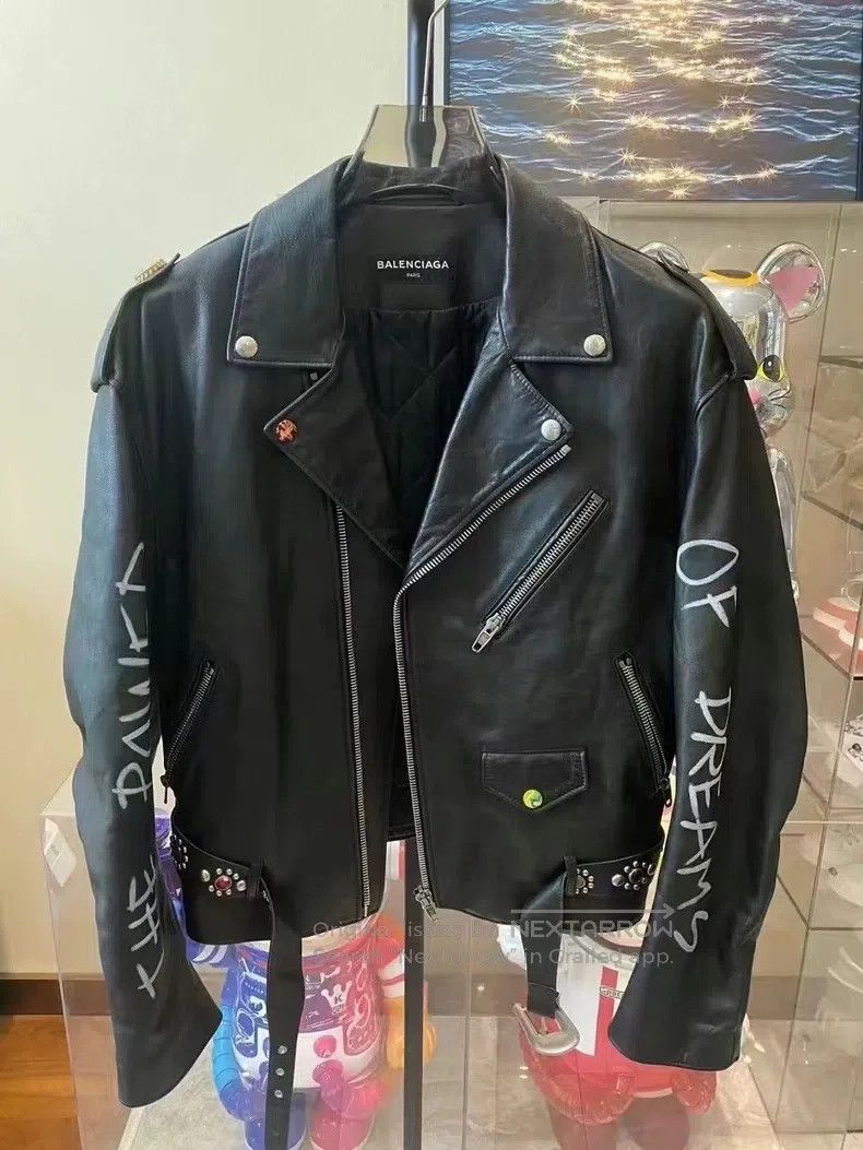 Balenciaga Balenciaga Arm Logo Back Patch Distressed Leather Jacket Size US S / EU 44-46 / 1 - 1 Thumbnail