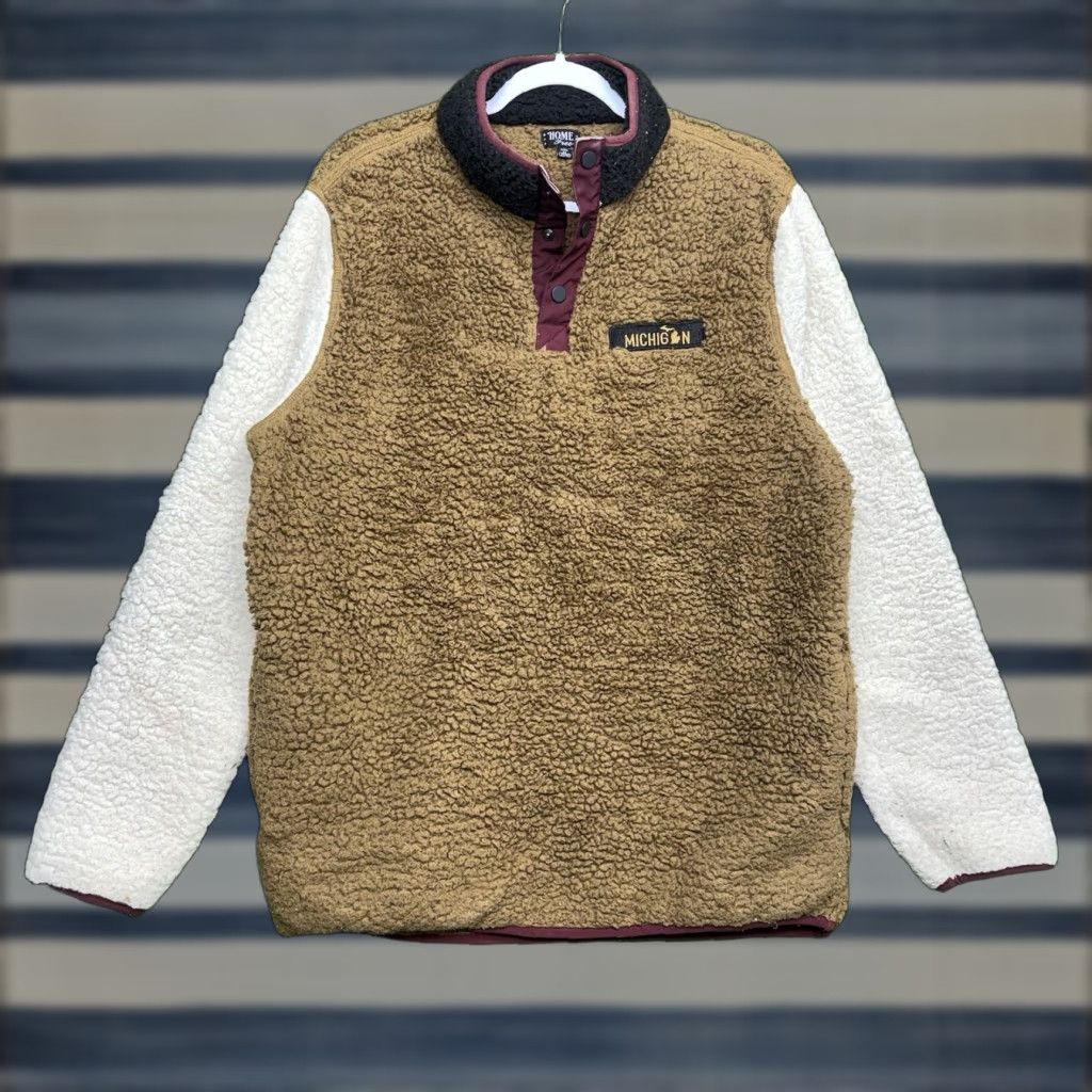 Vintage Home Free Mens Sweater Pullover Mock Neck Long Sleeve Fleece Geometric Logo Brown Size M Size US M / EU 48-50 / 2 - 1 Thumbnail