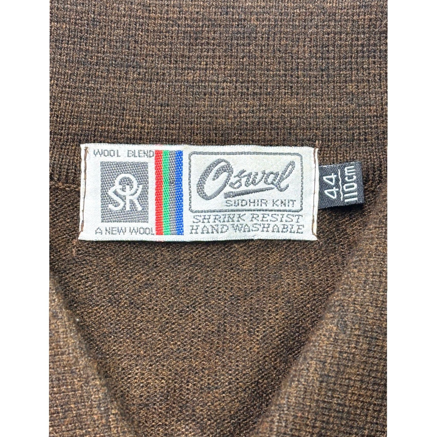 Vintage Oswal Sudhir Knit Wool Blend Long Sleeve Polo Sweater Men Size L Brown Collar Pocket Pullover Regular Fit Mens Size US L / EU 52-54 / 3 - 3 Thumbnail