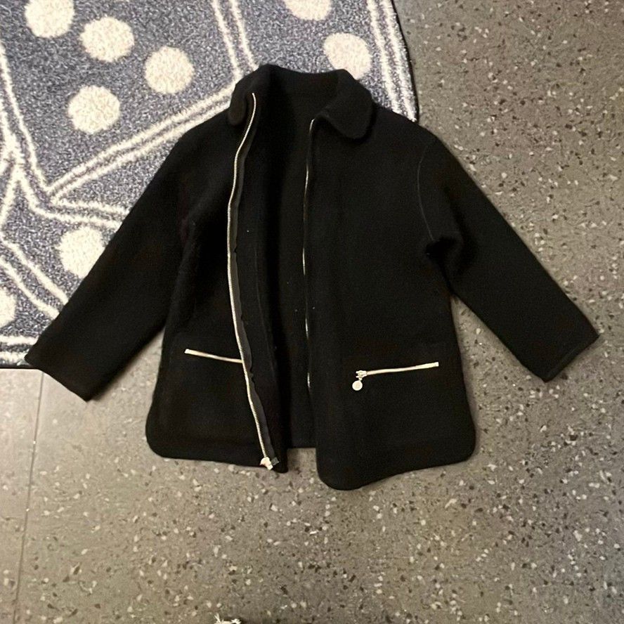 Japanese Brand Vintage Balenciaga Black Wool Coat with Pearl silver Size US S / EU 44-46 / 1 - 3 Thumbnail