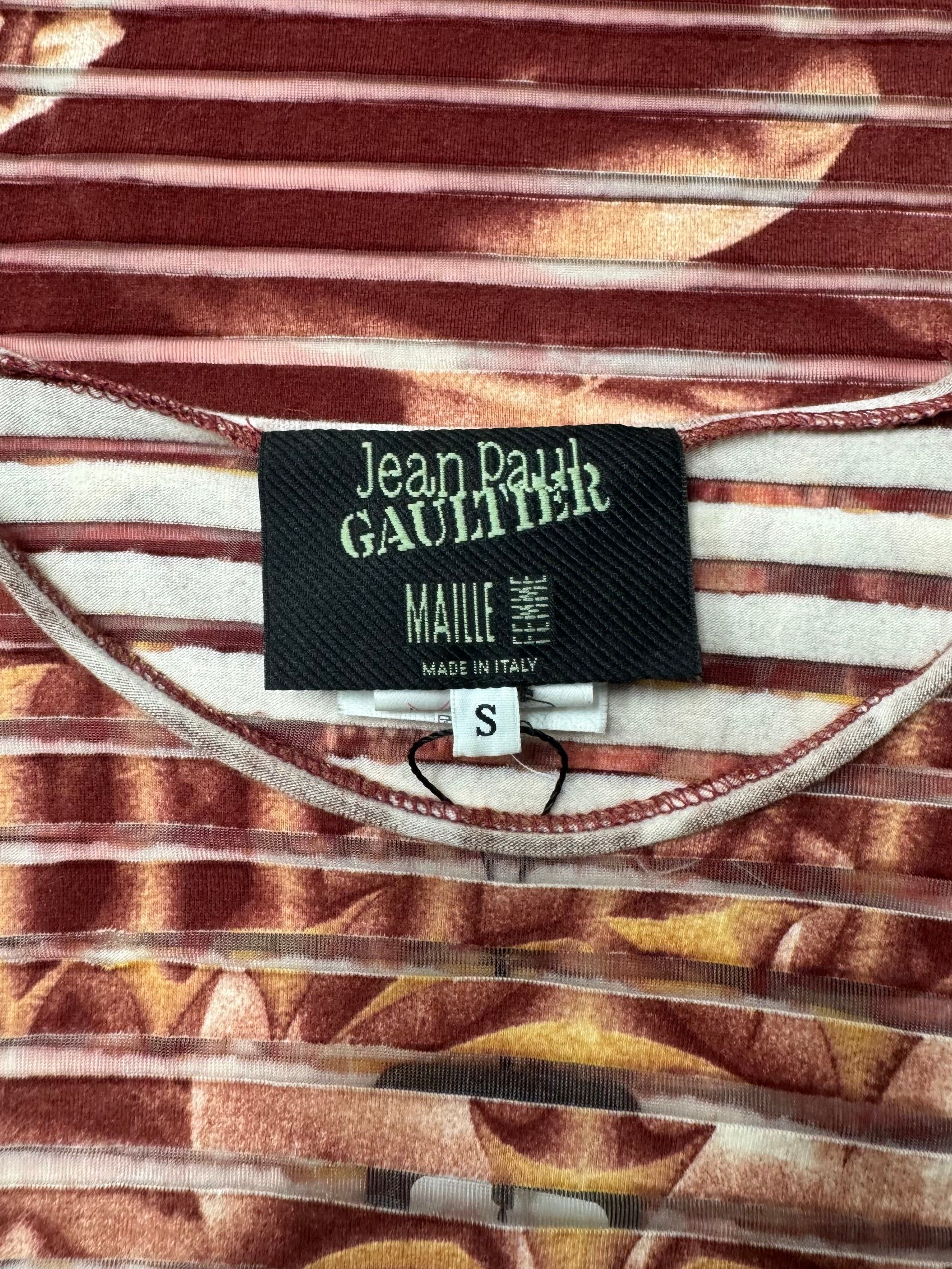 Jean Paul Gaultier SS2001 Jean Paul Gaultier ‘Satan’ Print Mesh 3/4 Sleeve Top Size S / US 4 / IT 40 - 3 Thumbnail