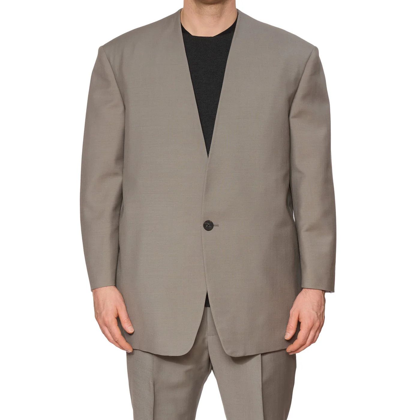 Fear of God FEAR OF GOD Light Gray Wool-Mohair Lapelless Jacket Size 40R - 4 Thumbnail