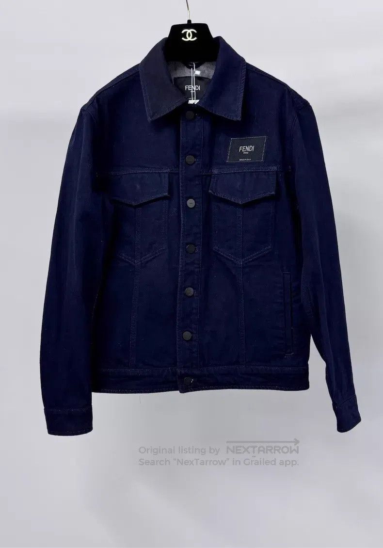 Fendi Fendi Men's Blue Embroidered Denim Jacket Size US S / EU 44-46 / 1 - 1 Thumbnail