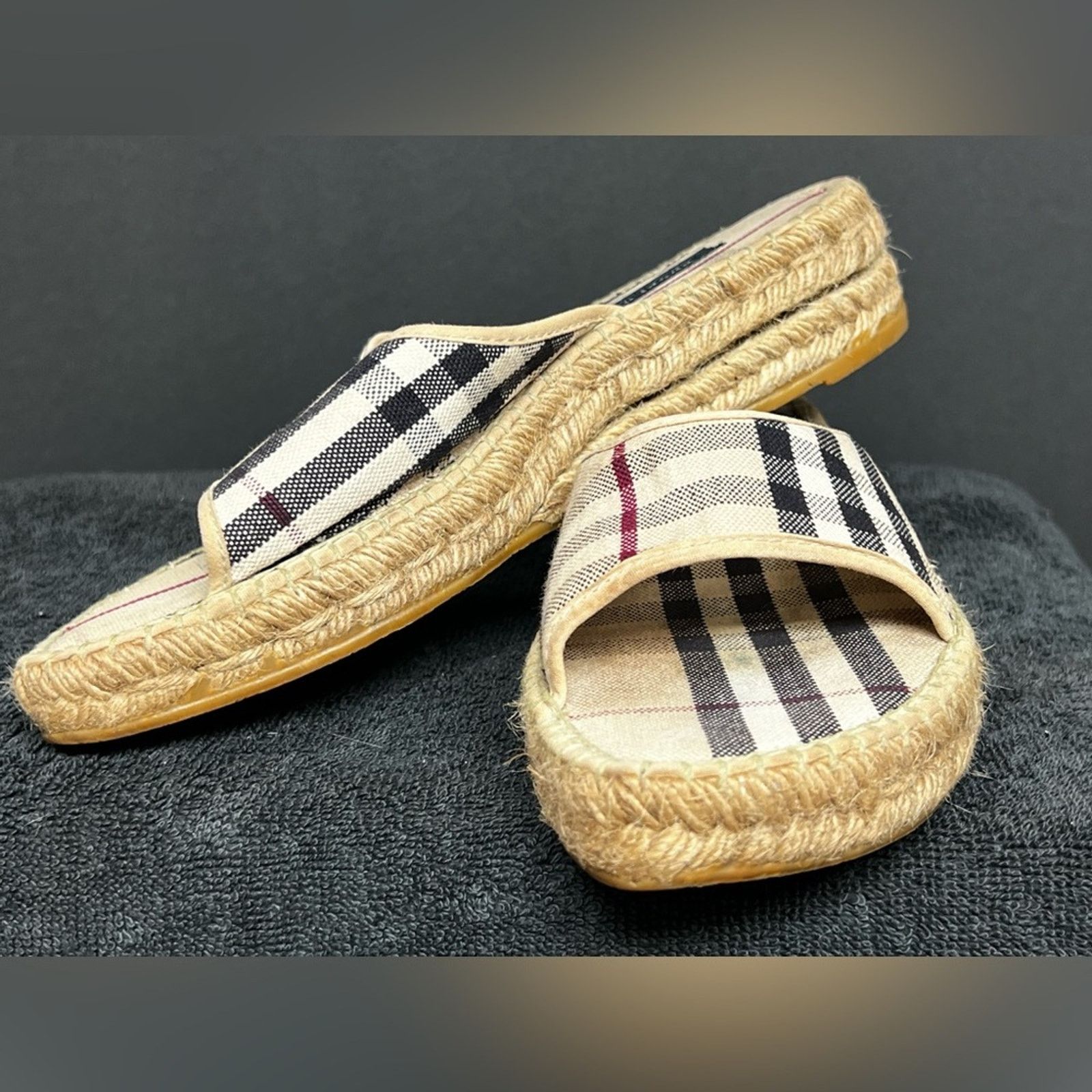 Burberry Burberry Nova Check Jute Espadrille Slides Eur 38 US 7.5-8 Size US 8 / IT 38 - 3 Thumbnail